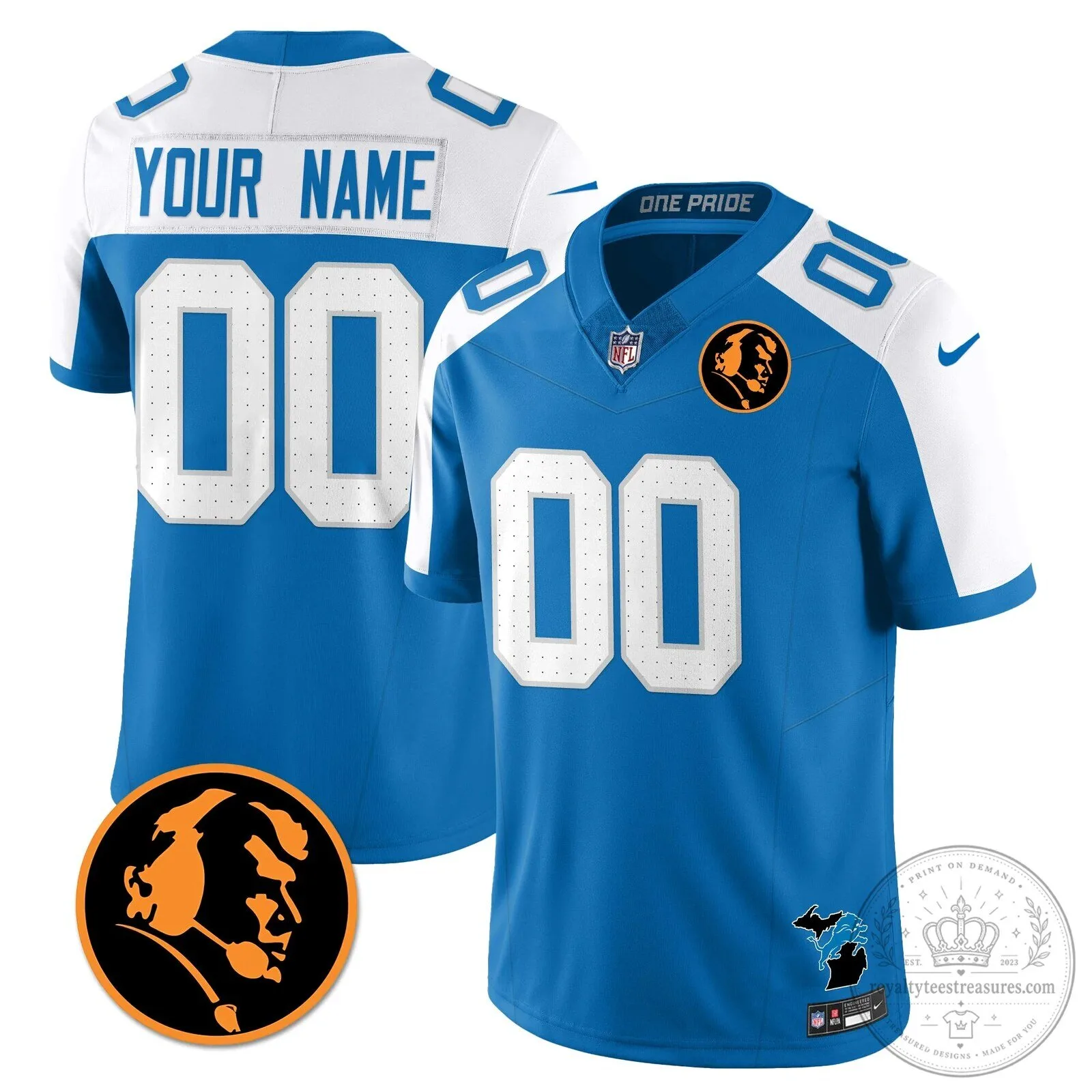 John Madden Detroit Lions NFL Football Jersey Custom Name Number