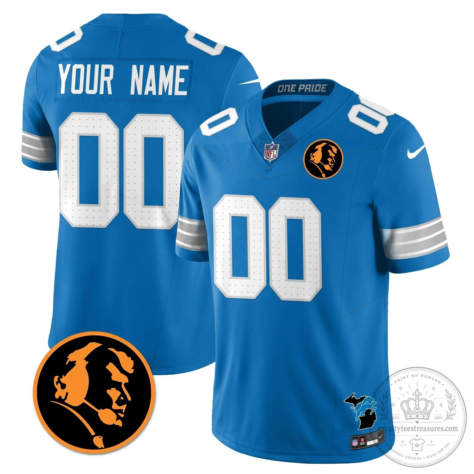 John Madden Detroit Lions NFL Football Jersey Custom Name Number 5 John Madden Detroit Lions NFL Football Jersey Custom Name Number