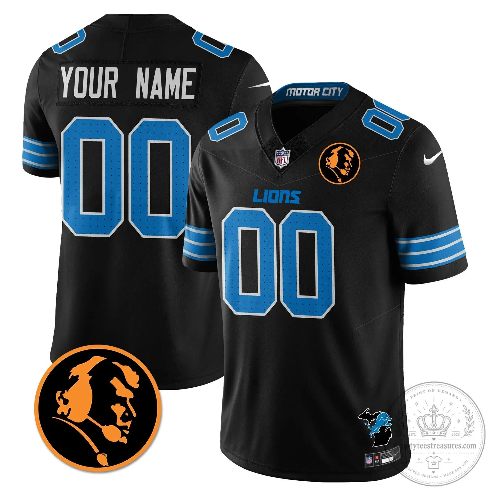 John Madden Detroit Lions NFL Football Jersey Custom Name Number 6 John Madden Detroit Lions NFL Football Jersey Custom Name Number