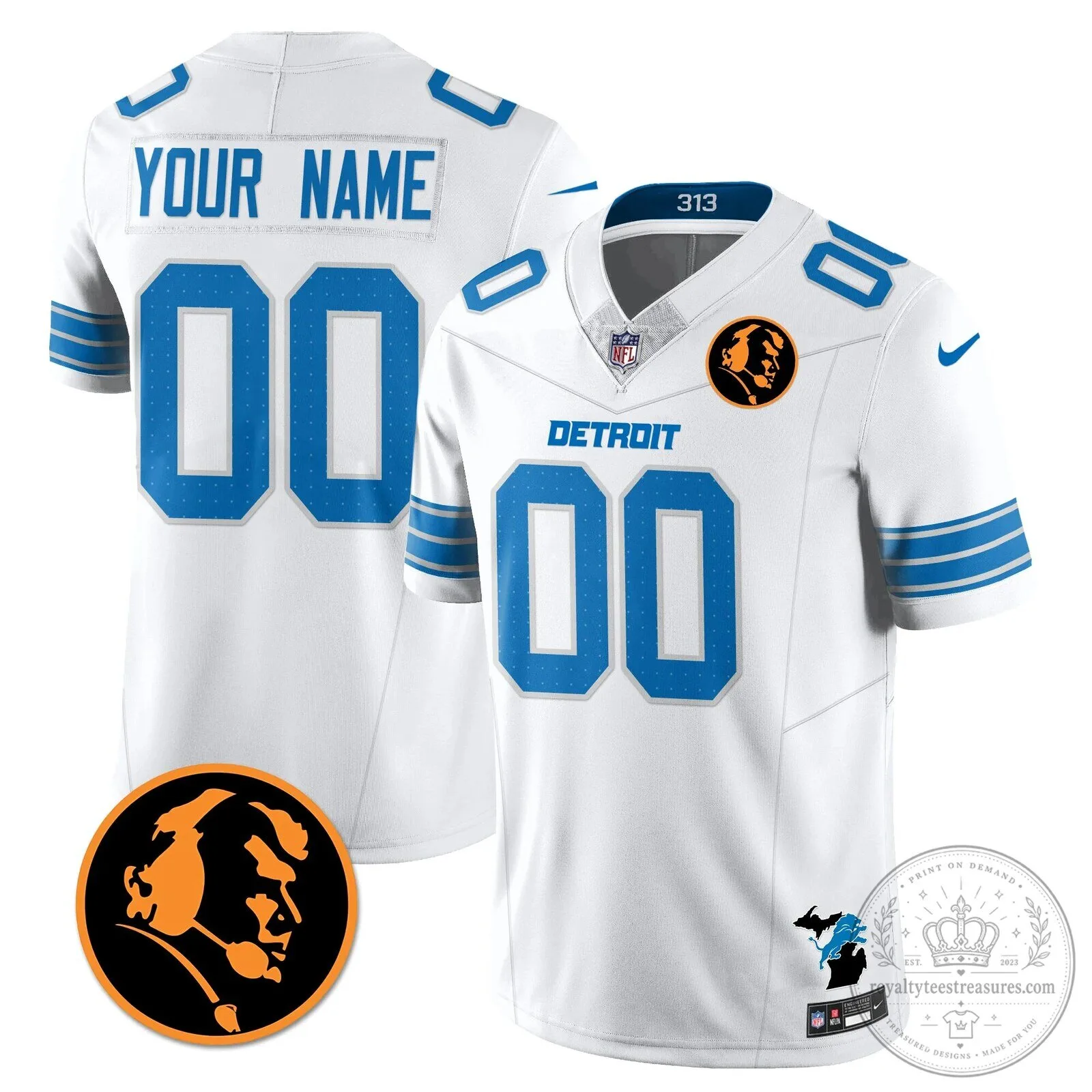 John Madden Detroit Lions NFL Football Jersey Custom Name Number 7 John Madden Detroit Lions NFL Football Jersey Custom Name Number