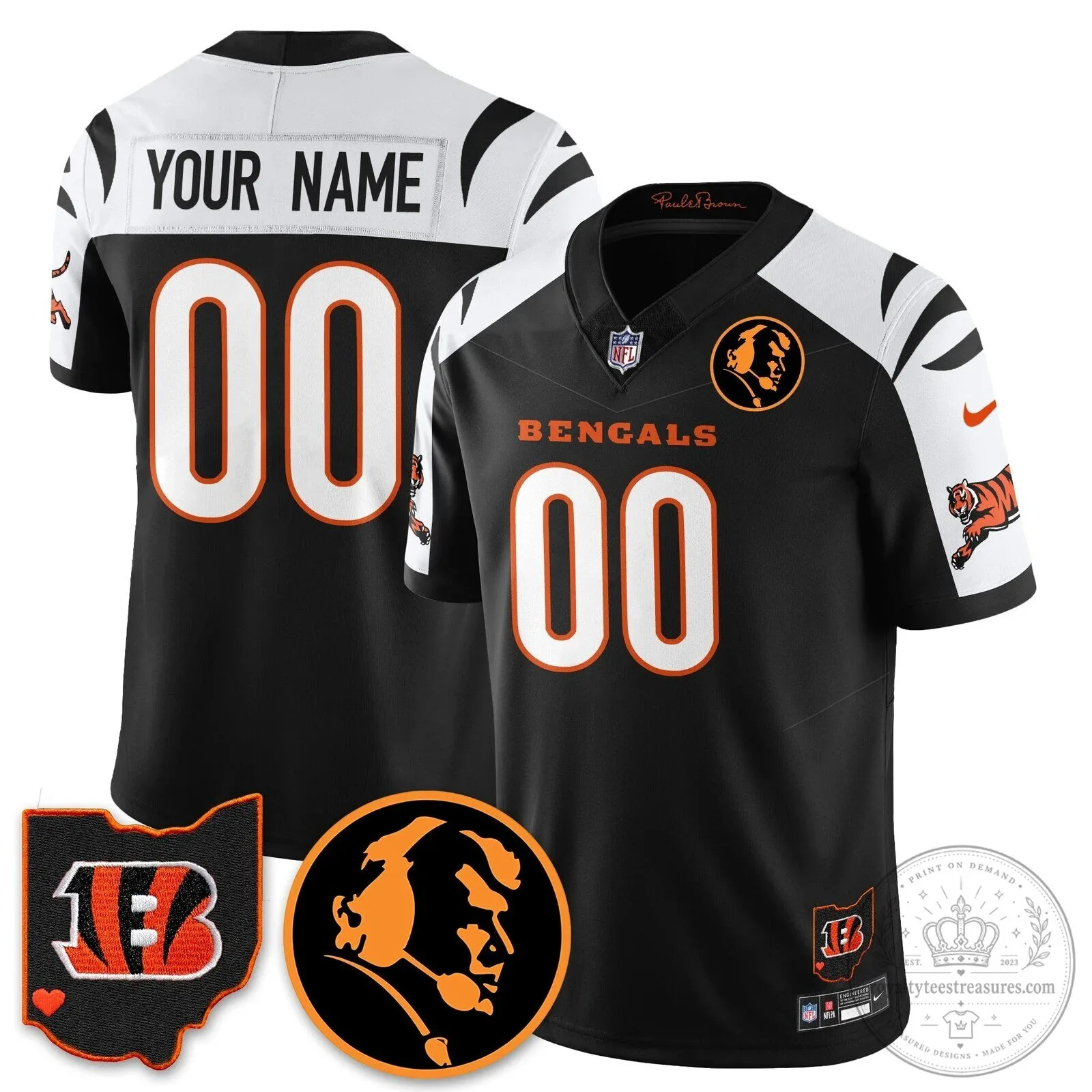 John Madden Cincinnati Bengals Black Custom Football Jersey