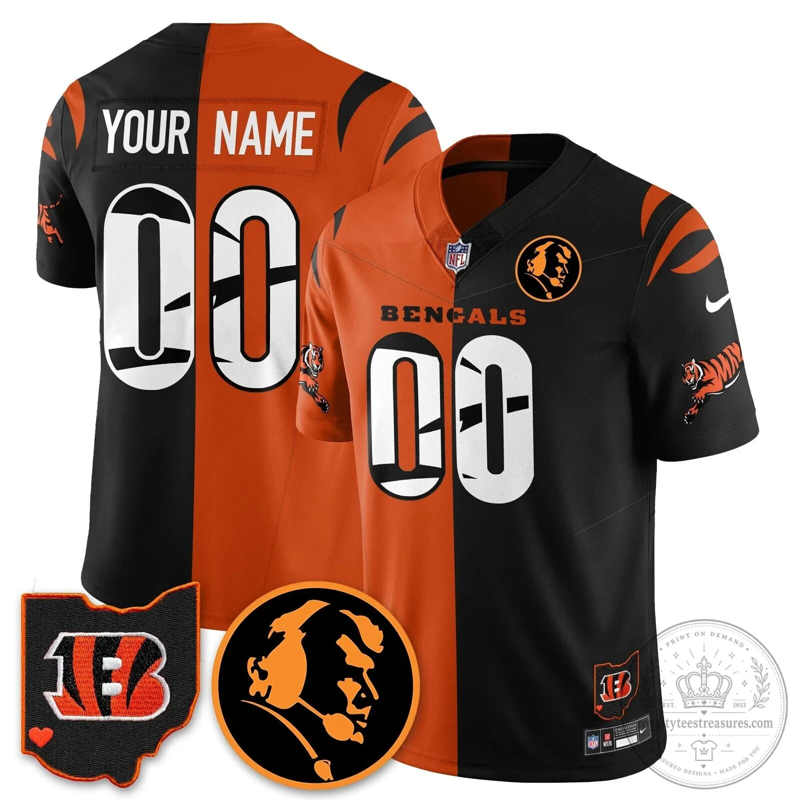 John Madden Cincinnati Bengals Black Custom Football Jersey 8 John Madden Cincinnati Bengals Black Custom Football Jersey