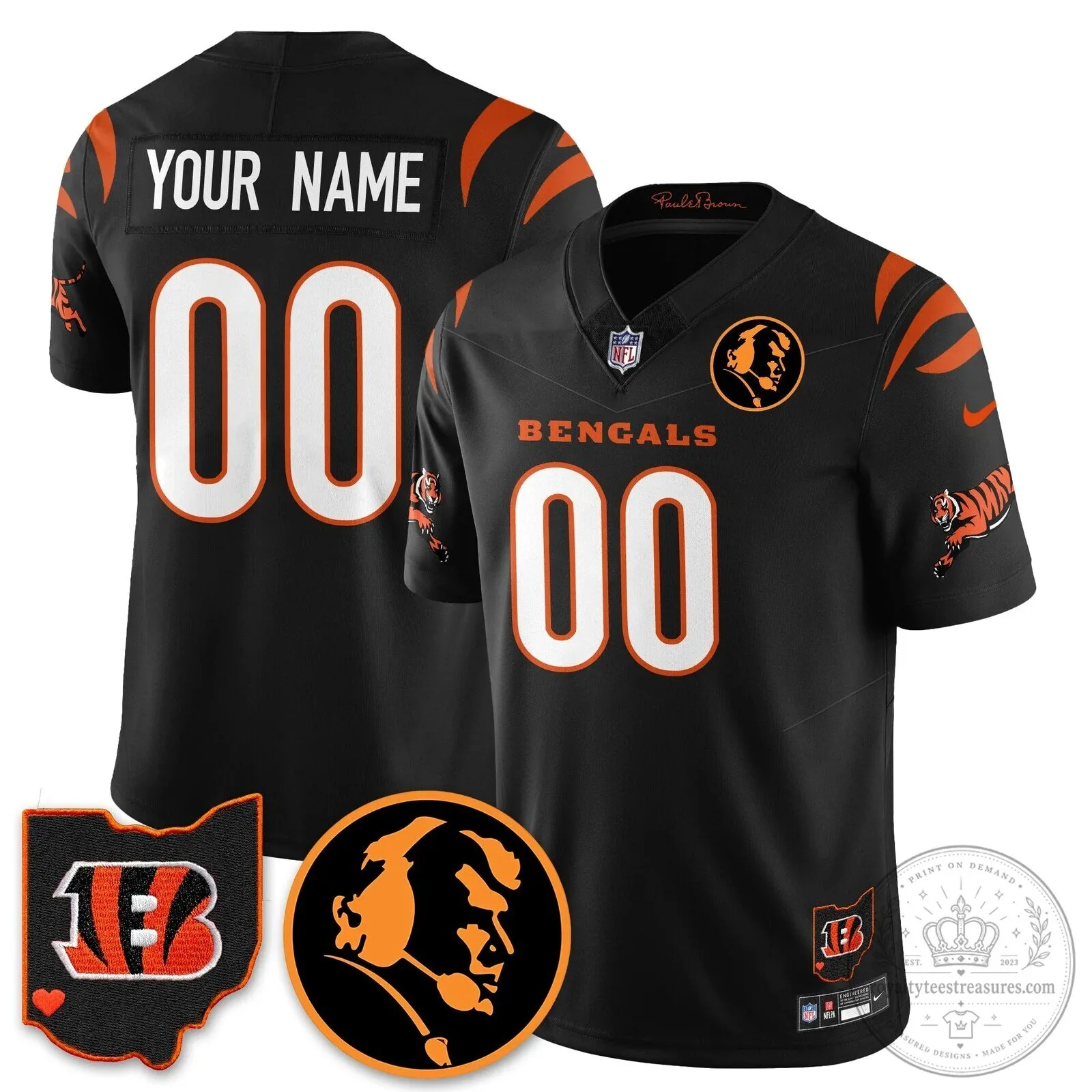 John Madden Cincinnati Bengals Black Custom Football Jersey 10 John Madden Cincinnati Bengals Black Custom Football Jersey