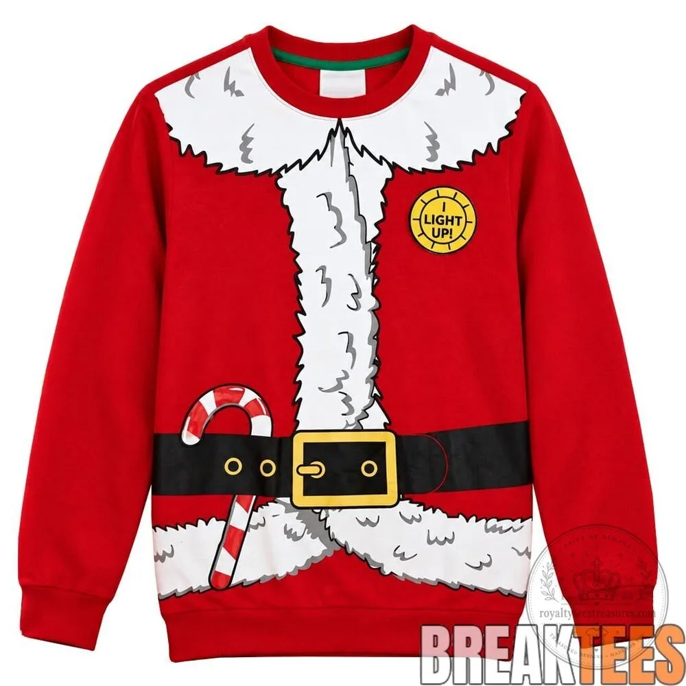 Santa Claus Christmas Light Up Ugly Sweater Holiday Sweatshirt