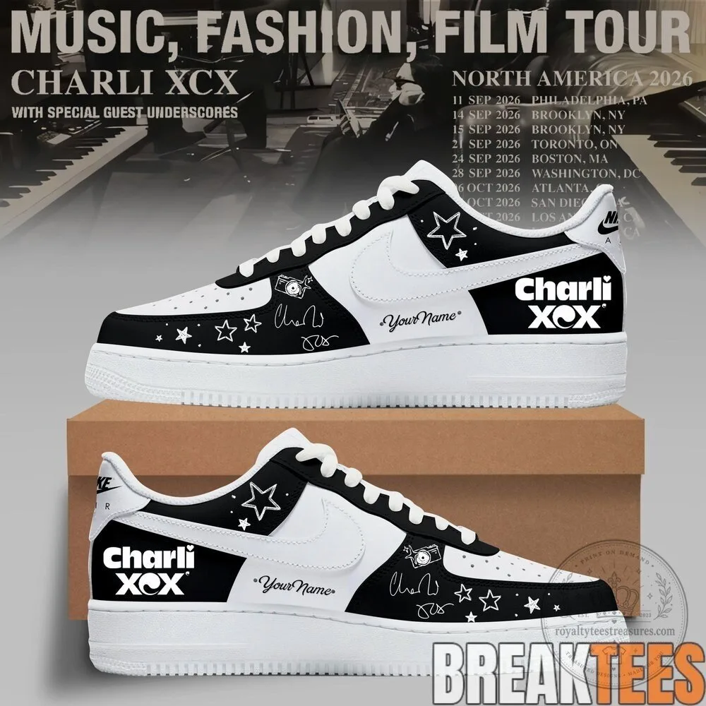 Charli XCX Music Fashion Film Tour 2026 Custom White Black Sneakers