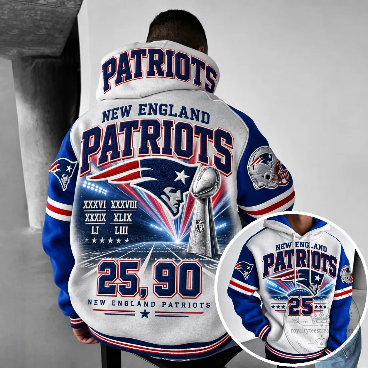Hoodie for New England Patriots Super Bowl Champions Football Team