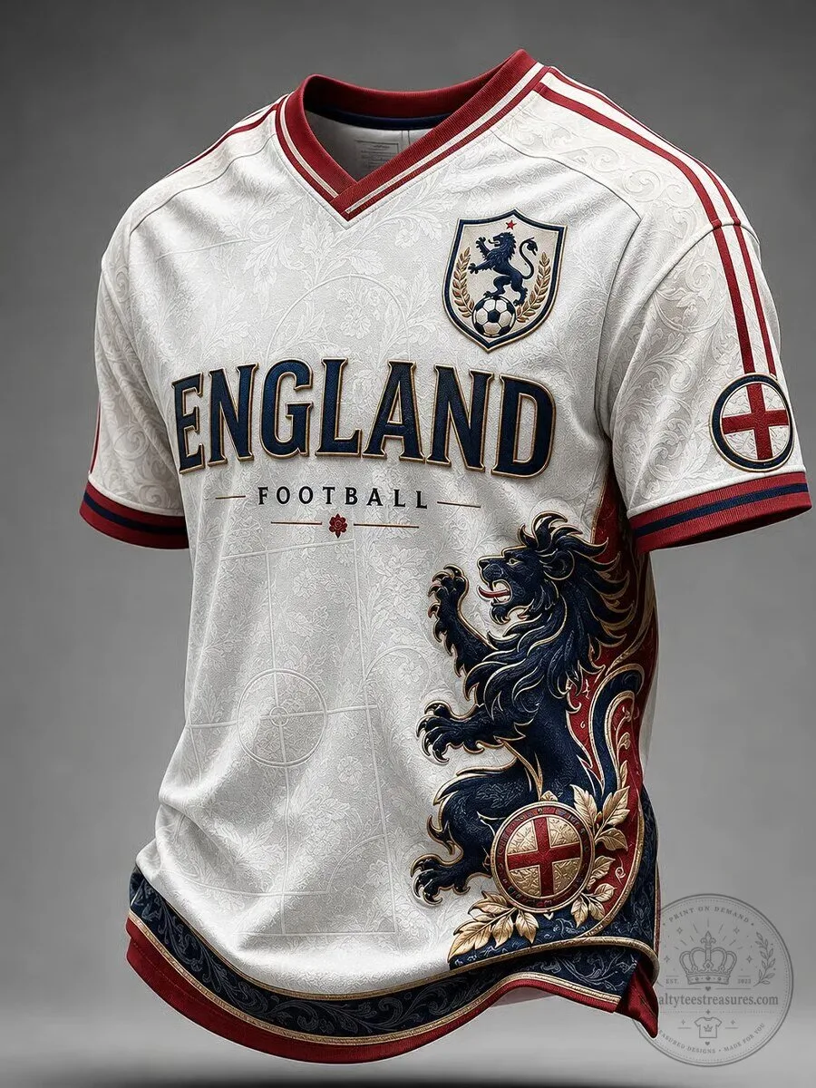 England Football Lion Crest Men's Fan Art Jersey