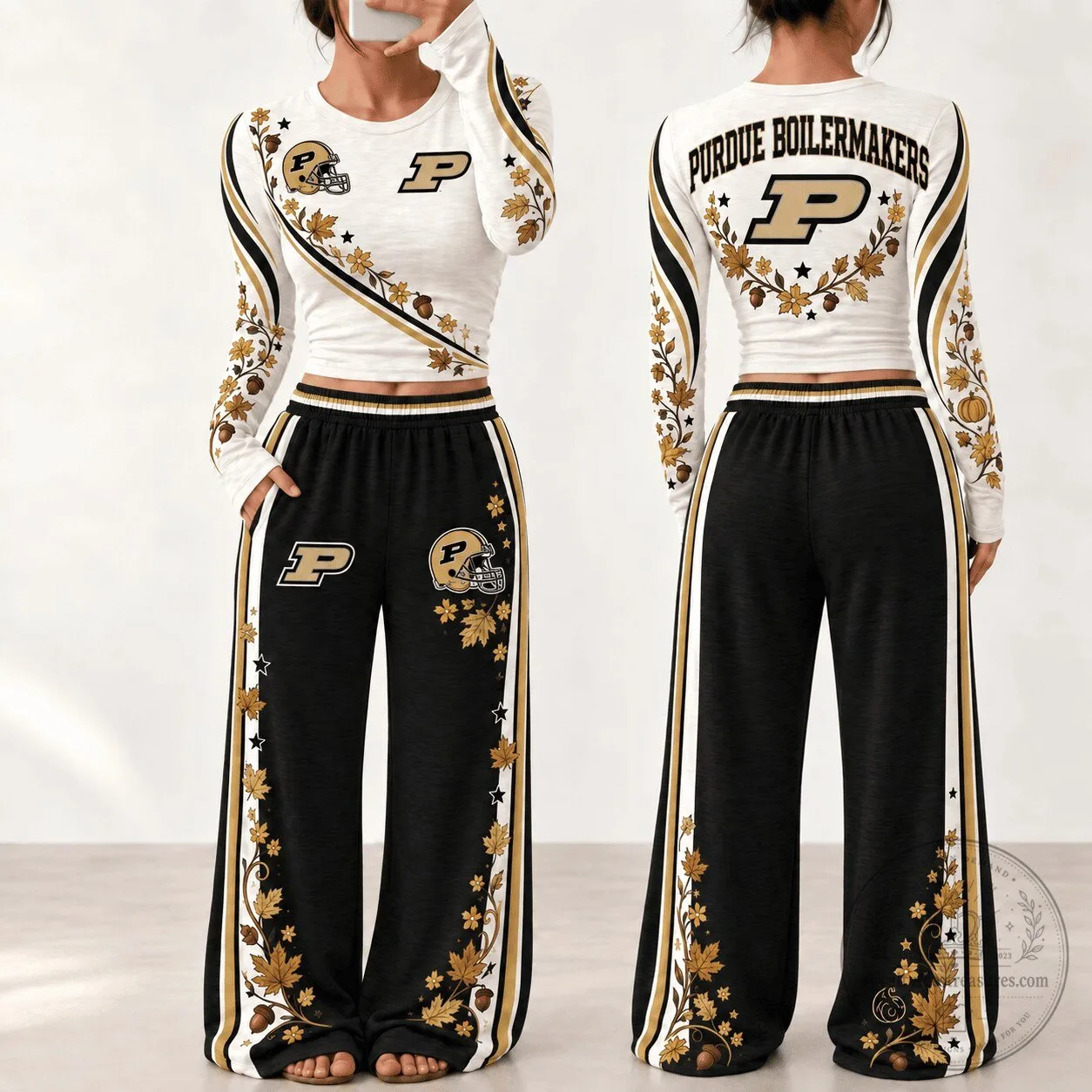 Purdue Boilermakers Women's Fall Season Lounge Set Long-Sleeve Shirt and Pants
