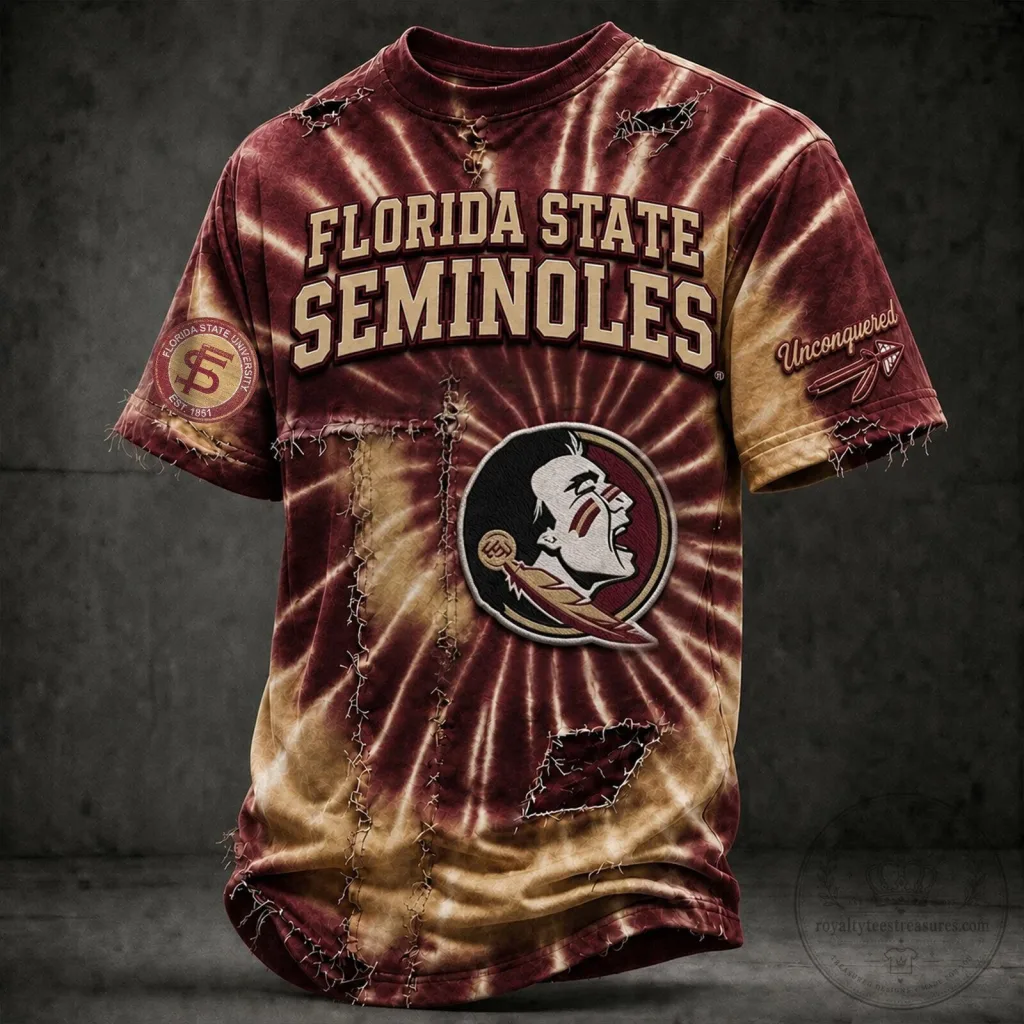 Florida State Seminoles Distressed Tie-Dye Short Sleeve T-Shirt