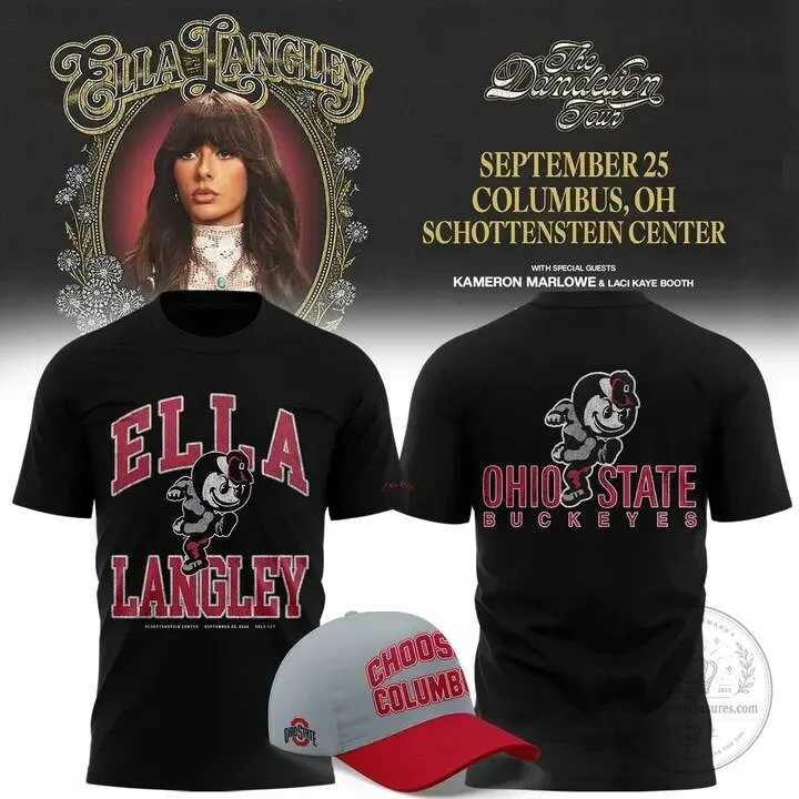 Ella Langley The Dandelion Tour Ohio State Buckeyes Concert T-Shirt