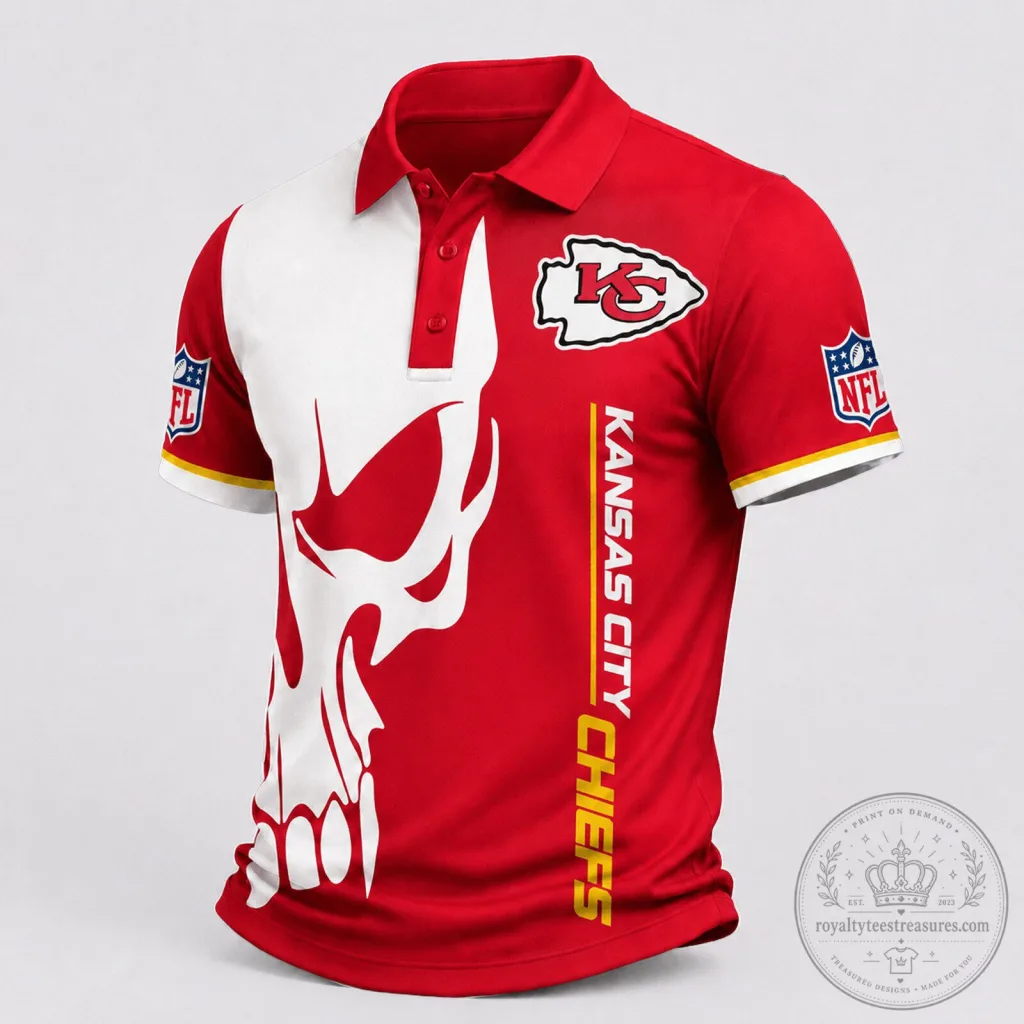Kansas City Chiefs Skull Game Day Fan Polo Shirt Kansas City Chiefs Skull Game Day Fan Polo Shirt