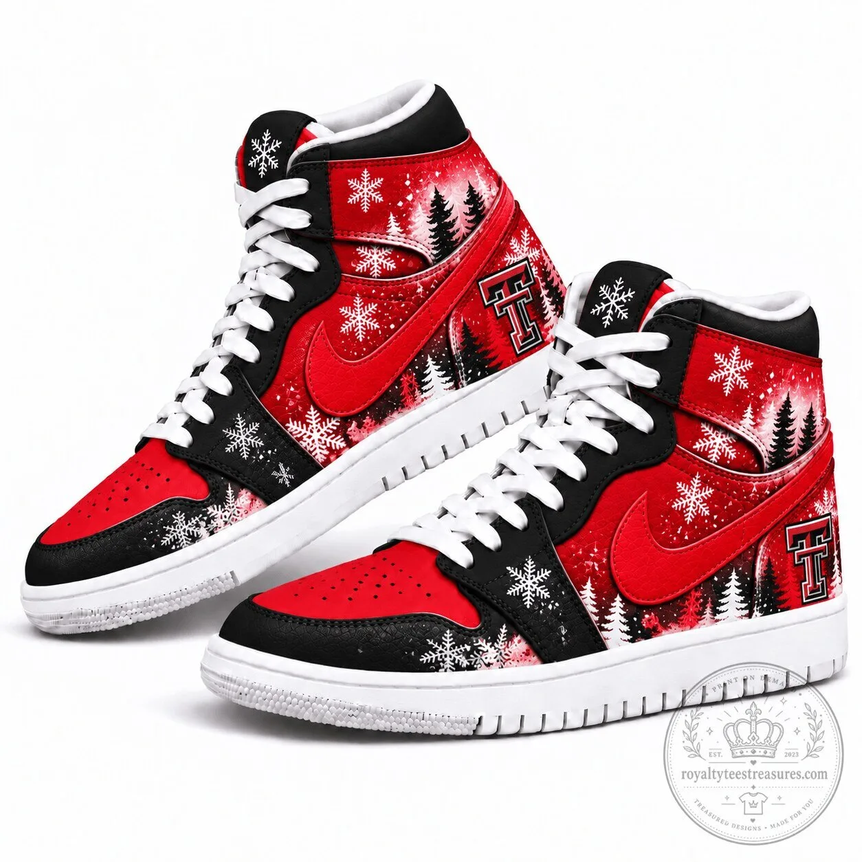 Texas Tech Red Raiders Winter Snow Christmas High Top Sneakers