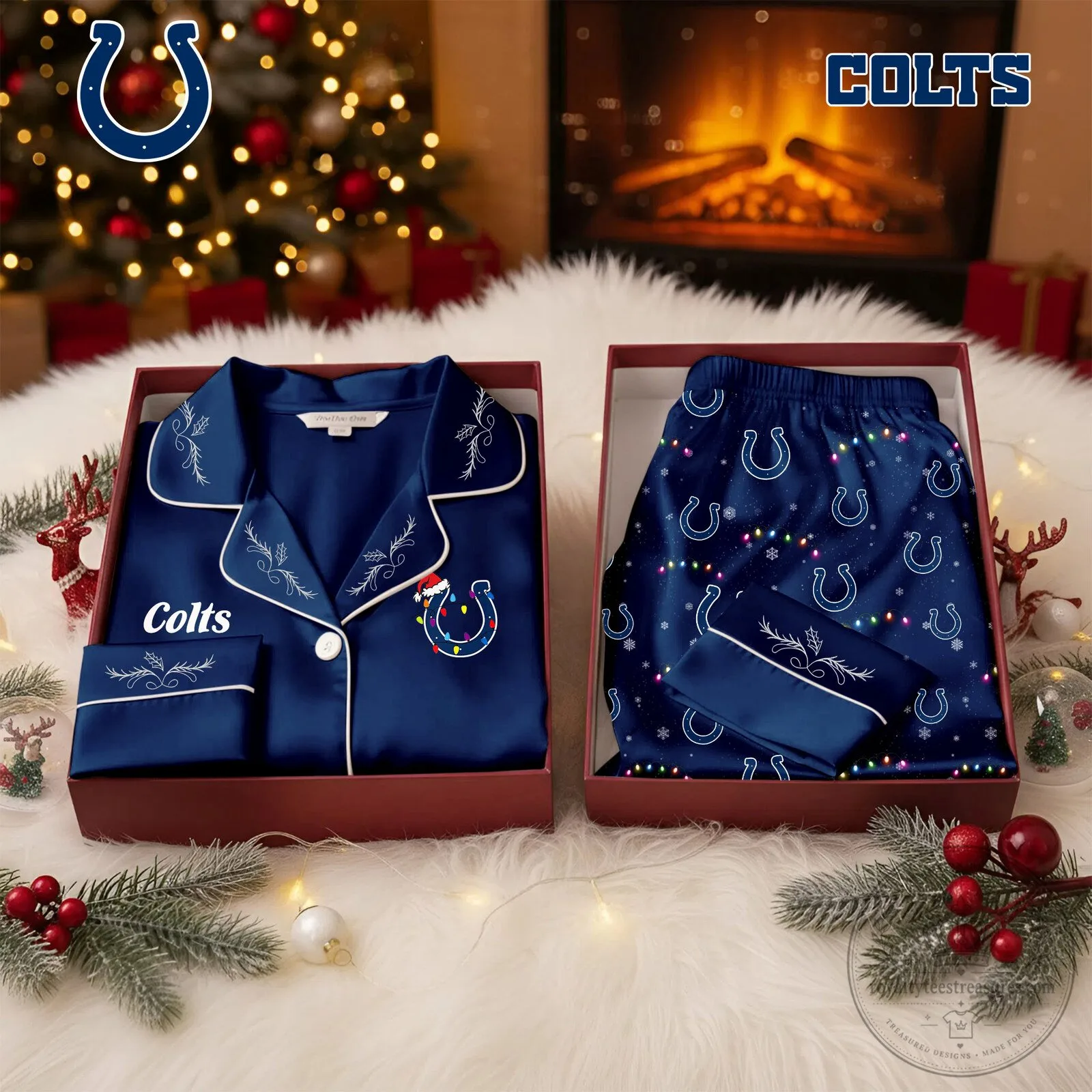 Indianapolis Colts Christmas Pajamas Set NFL Football Team Sleepwear