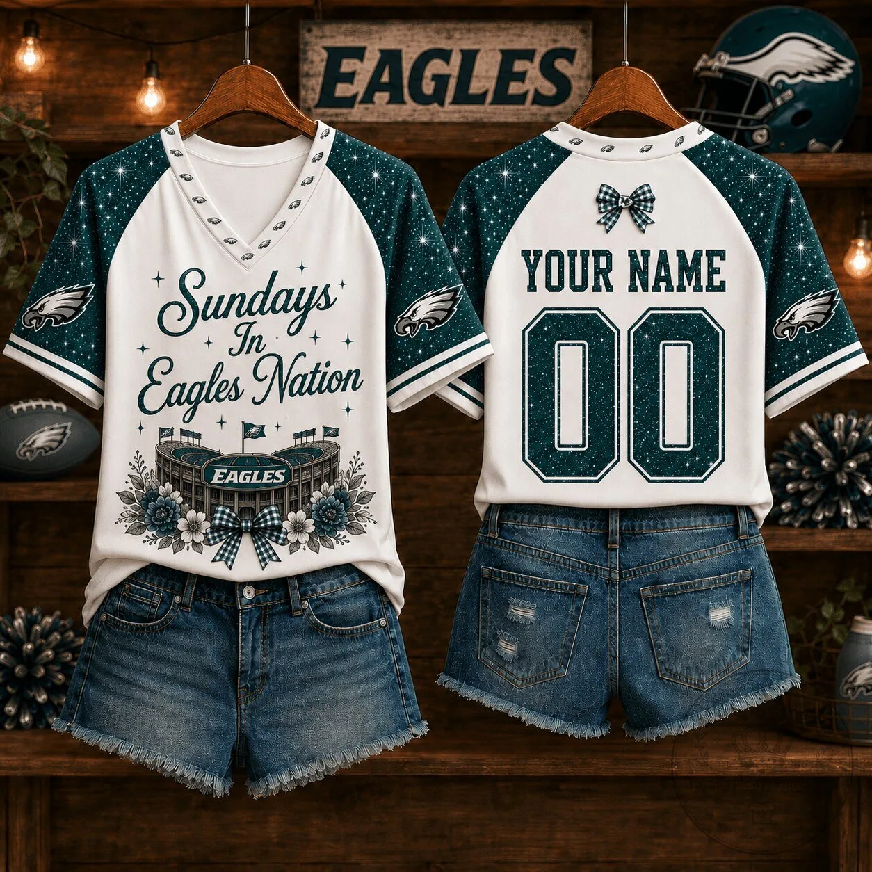 Philadelphia Eagles Fan Shirt Custom Name Number Sundays In Eagles Nation