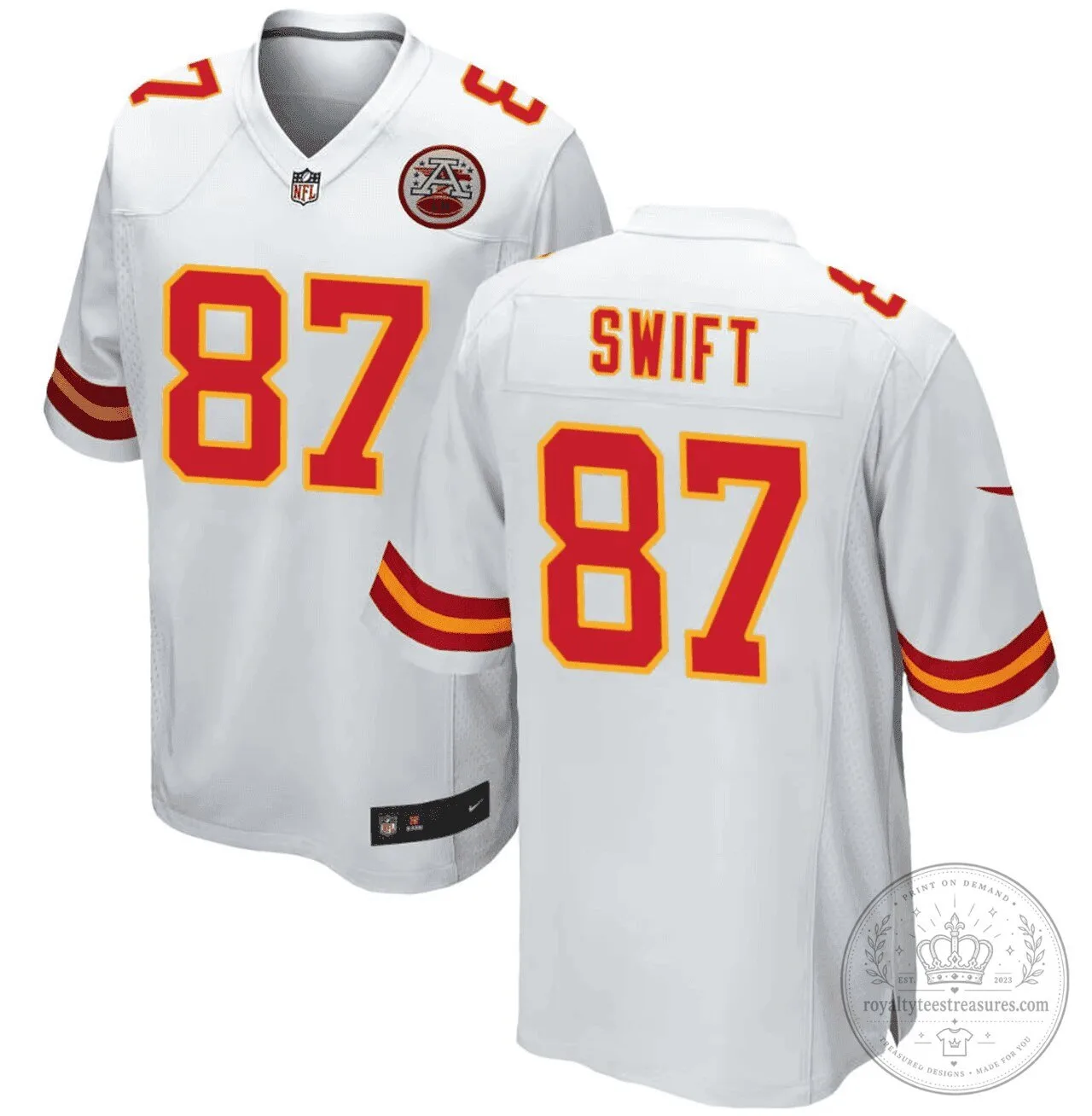 Taylor Swift Travis Kelce Kansas City Chiefs White Football Jersey