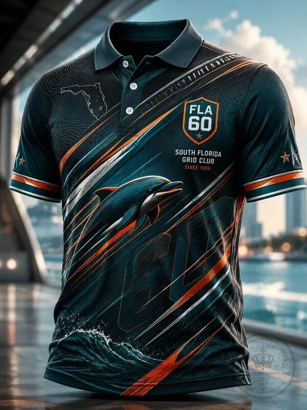 Game Day Apparel South Florida Grid Club Dolphin Polo Shirt