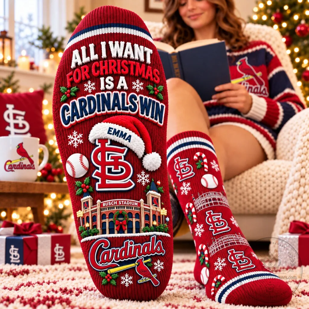 St. Louis Cardinals All I Want For Christmas Is A Cardinals Win Holiday Socks