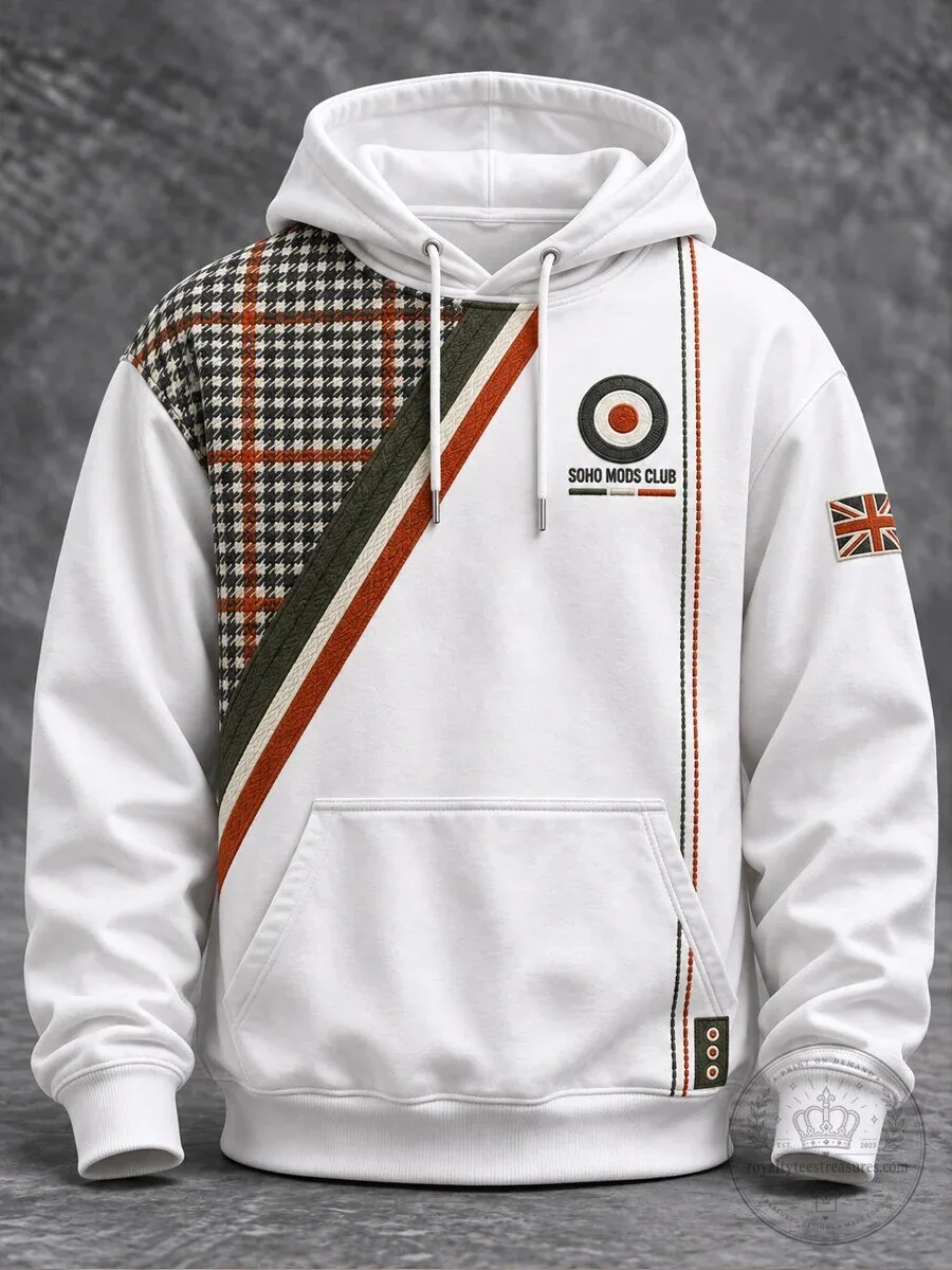 Soho Mods Club British Mod Style Houndstooth Hoodie