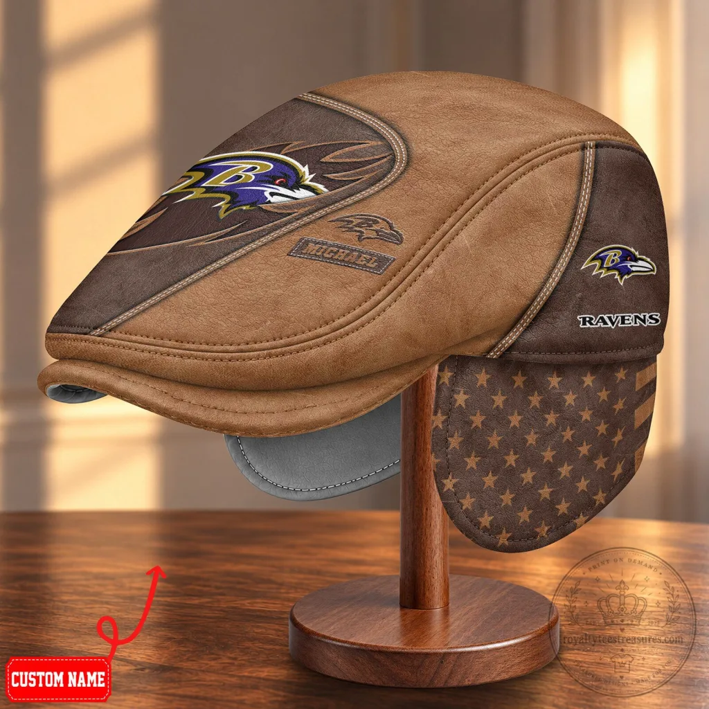 Baltimore Ravens NFL Flat Cap with Foldable Ear Flaps Baltimore Ravens NFL Flat Cap with Foldable Ear Flaps