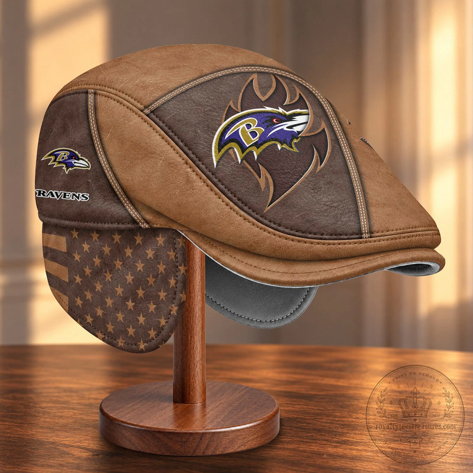 Baltimore Ravens NFL Flat Cap with Foldable Ear Flaps 6 Baltimore Ravens NFL Flat Cap with Foldable Ear Flaps