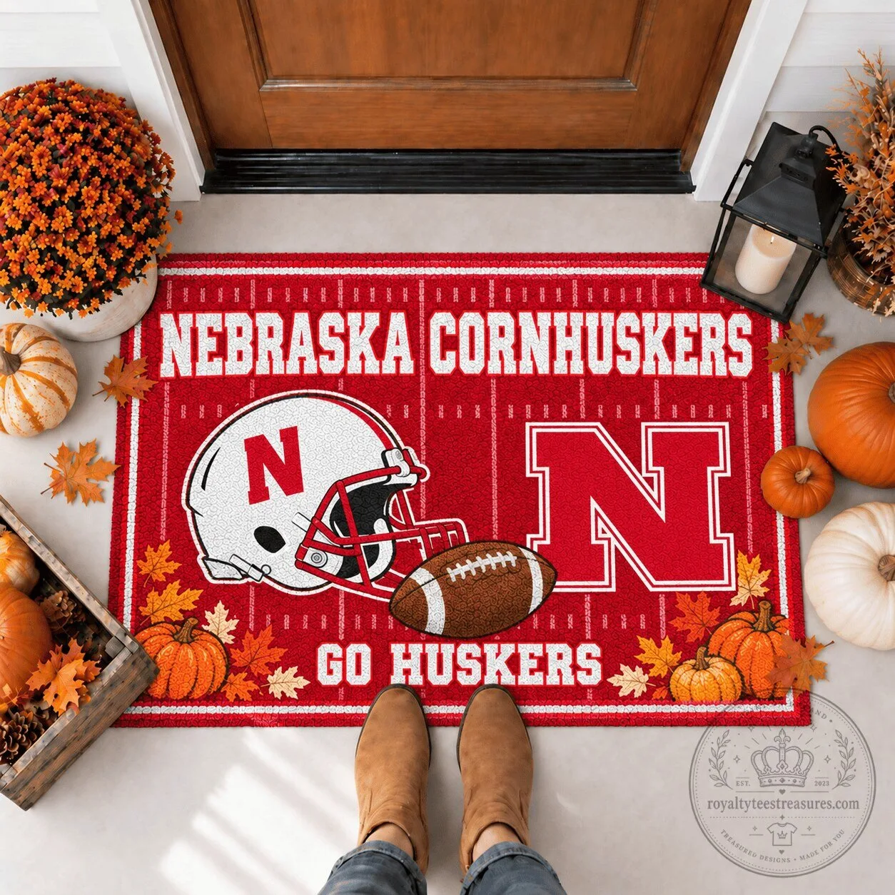 Nebraska Cornhuskers Football Field Go Huskers Fall Doormat