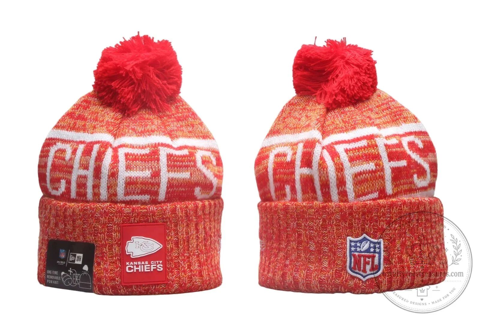Kansas City Chiefs Red Knit Beanie Hat with Pom Pom