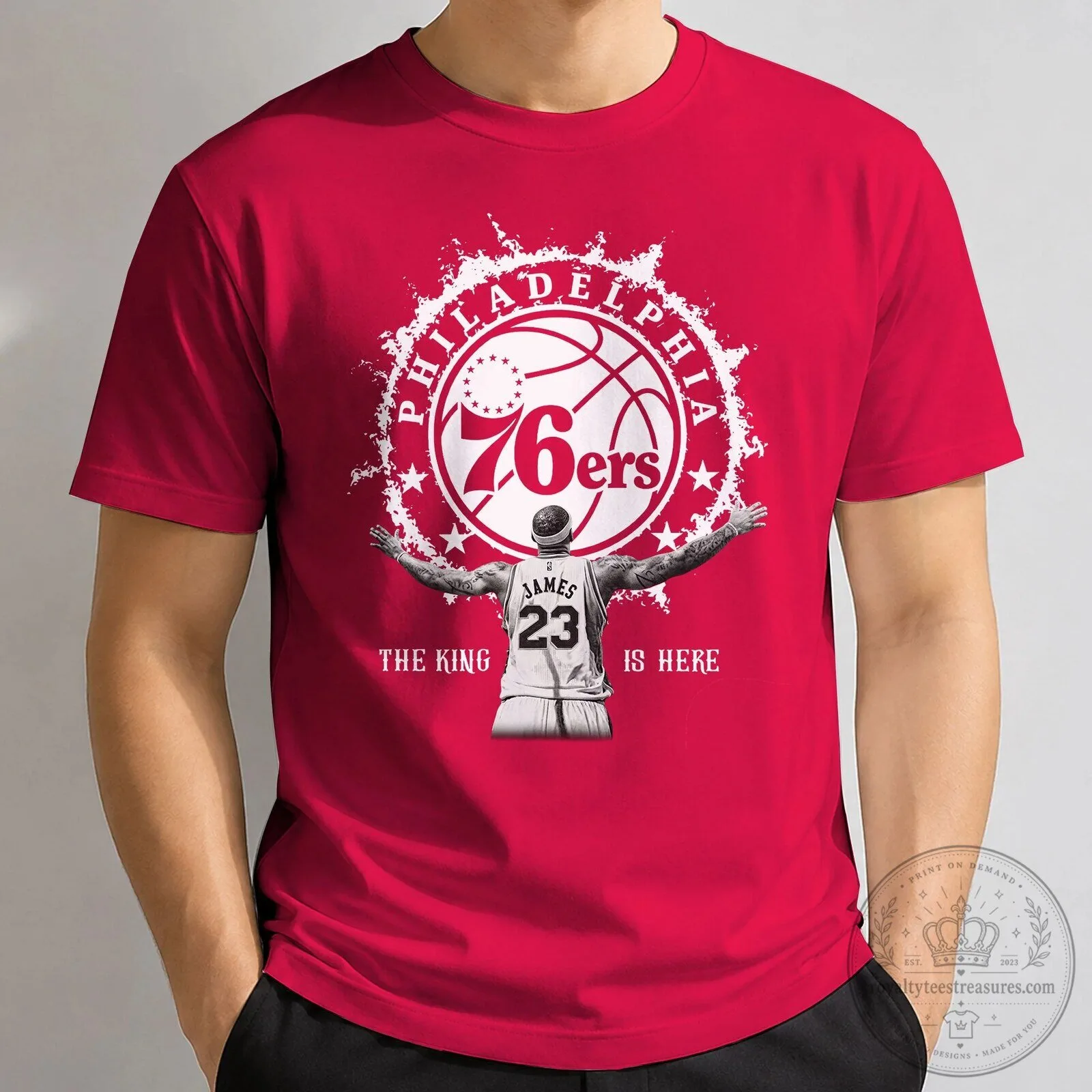 Philadelphia 76ers LeBron James The King Is Here T-Shirt 5 Philadelphia 76ers LeBron James The King Is Here T-Shirt