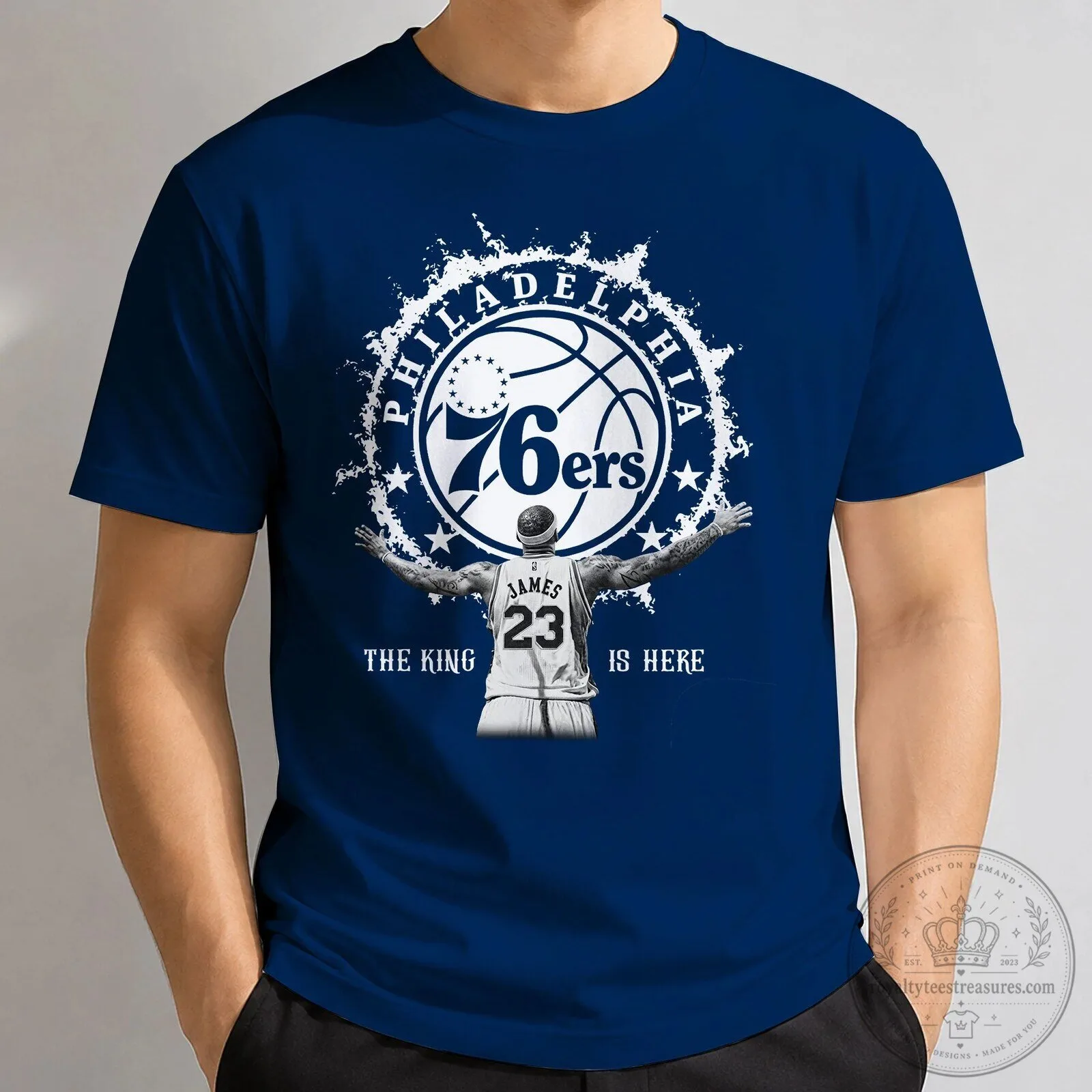Philadelphia 76ers LeBron James The King Is Here T-Shirt 6 Philadelphia 76ers LeBron James The King Is Here T-Shirt
