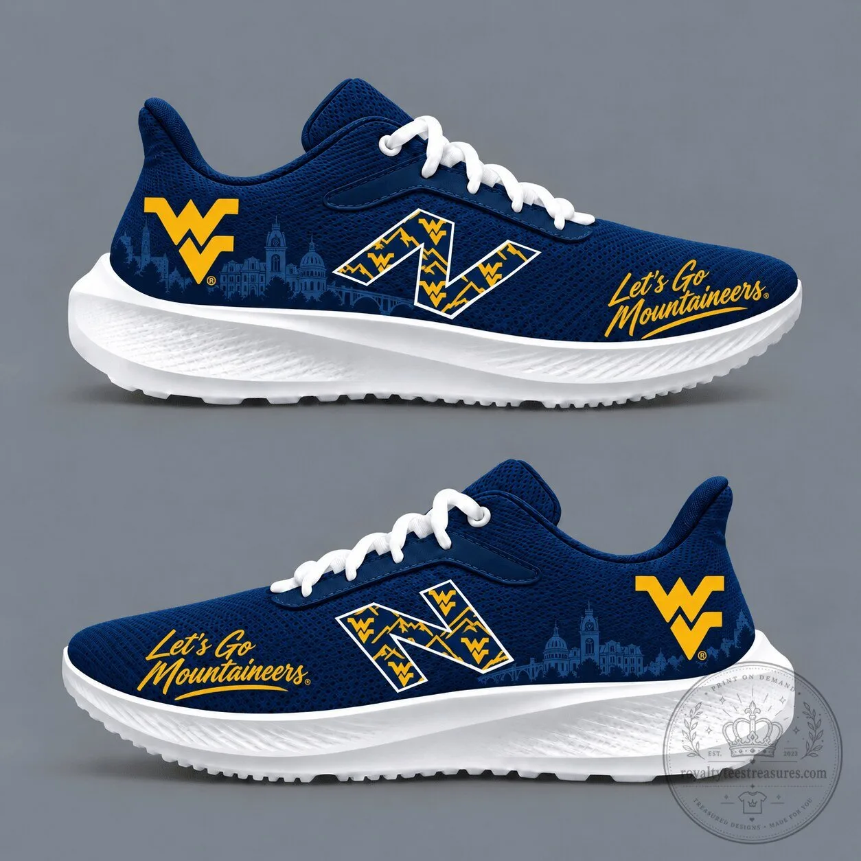 West Virginia Mountaineers College Football Team Athletic Sneakers