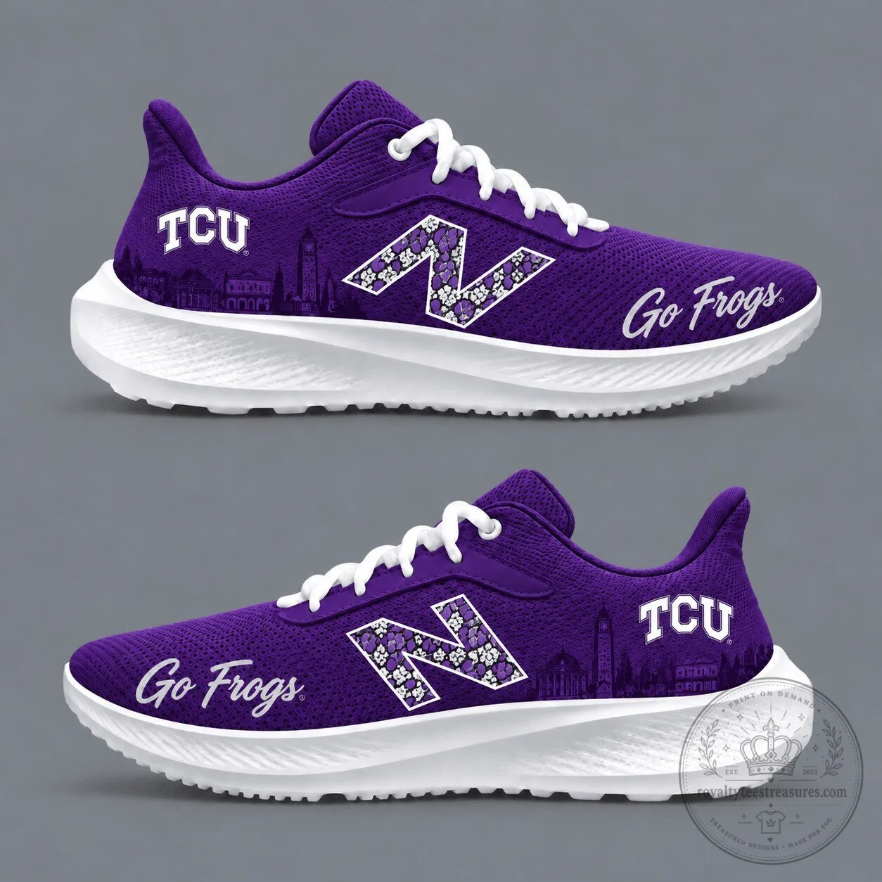 TCU Horned Frogs College Football Team Purple Running Shoes