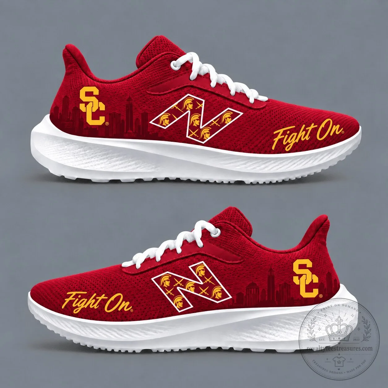 USC Trojans Fight On City Skyline College Football Shoes