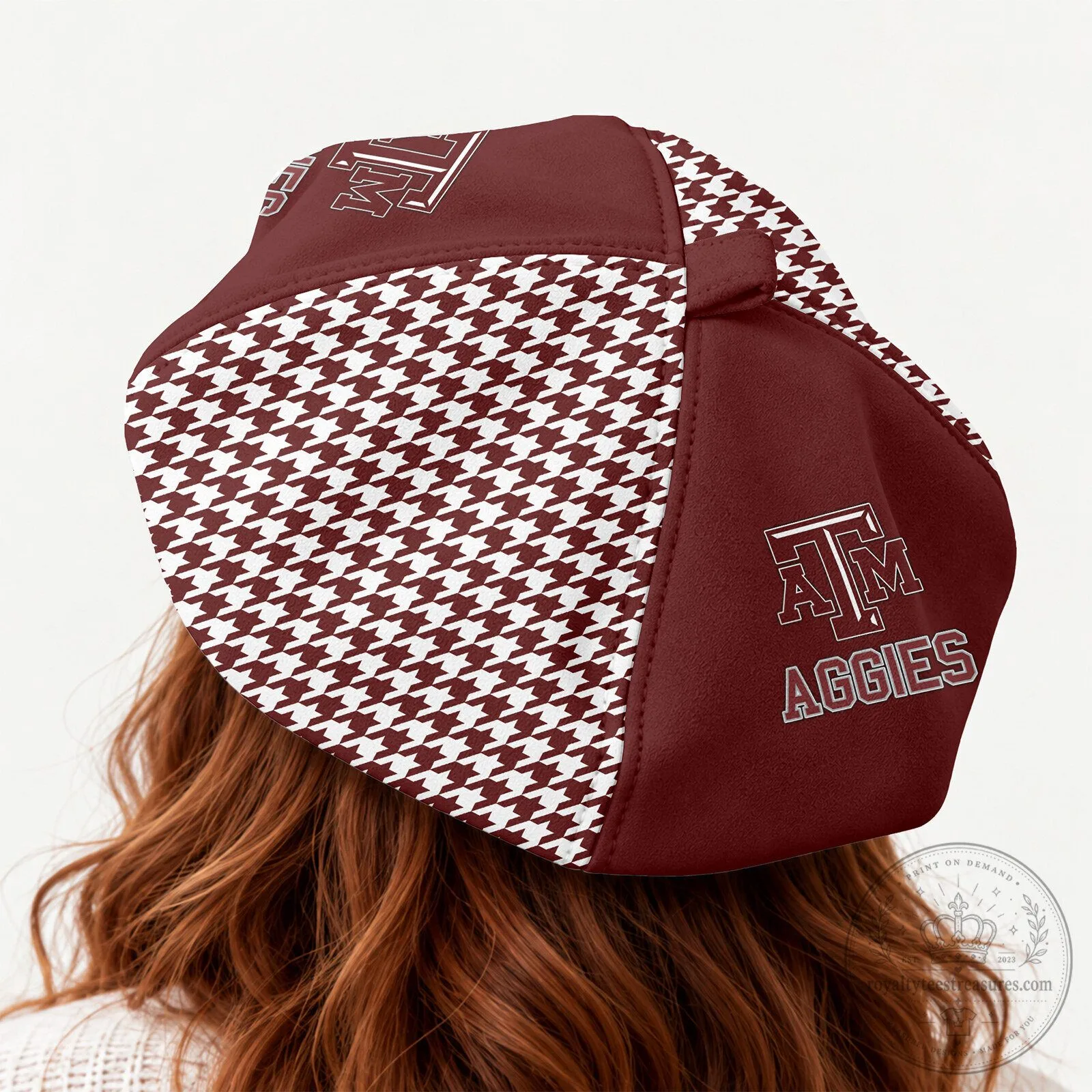 Texas A&M Aggies Personalized Houndstooth Beret Hat 6 Texas A&M Aggies Personalized Houndstooth Beret Hat
