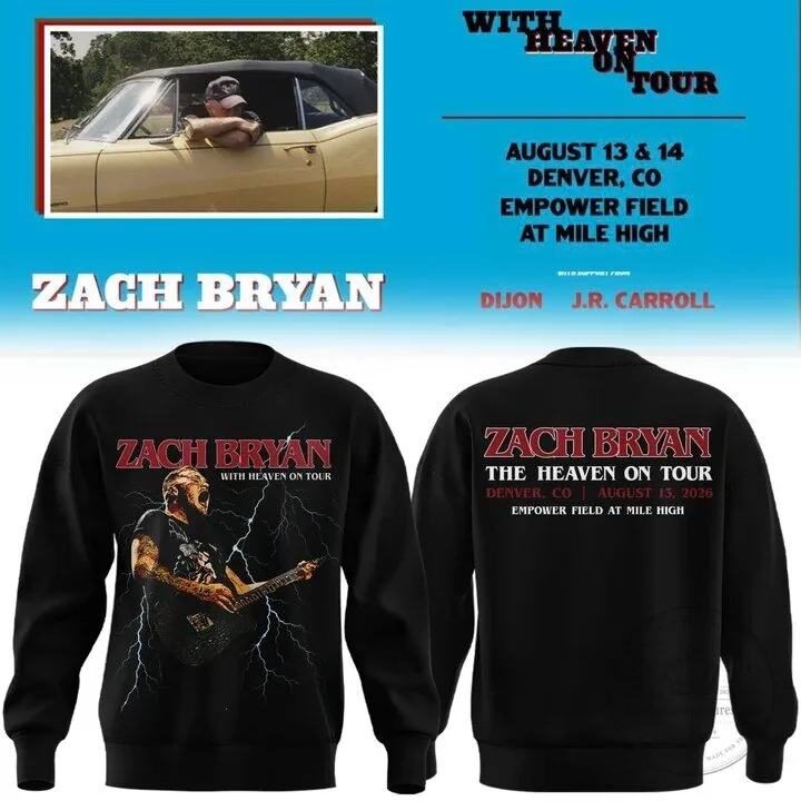 Zach Bryan The Heaven On Tour Denver Concert Sweatshirt