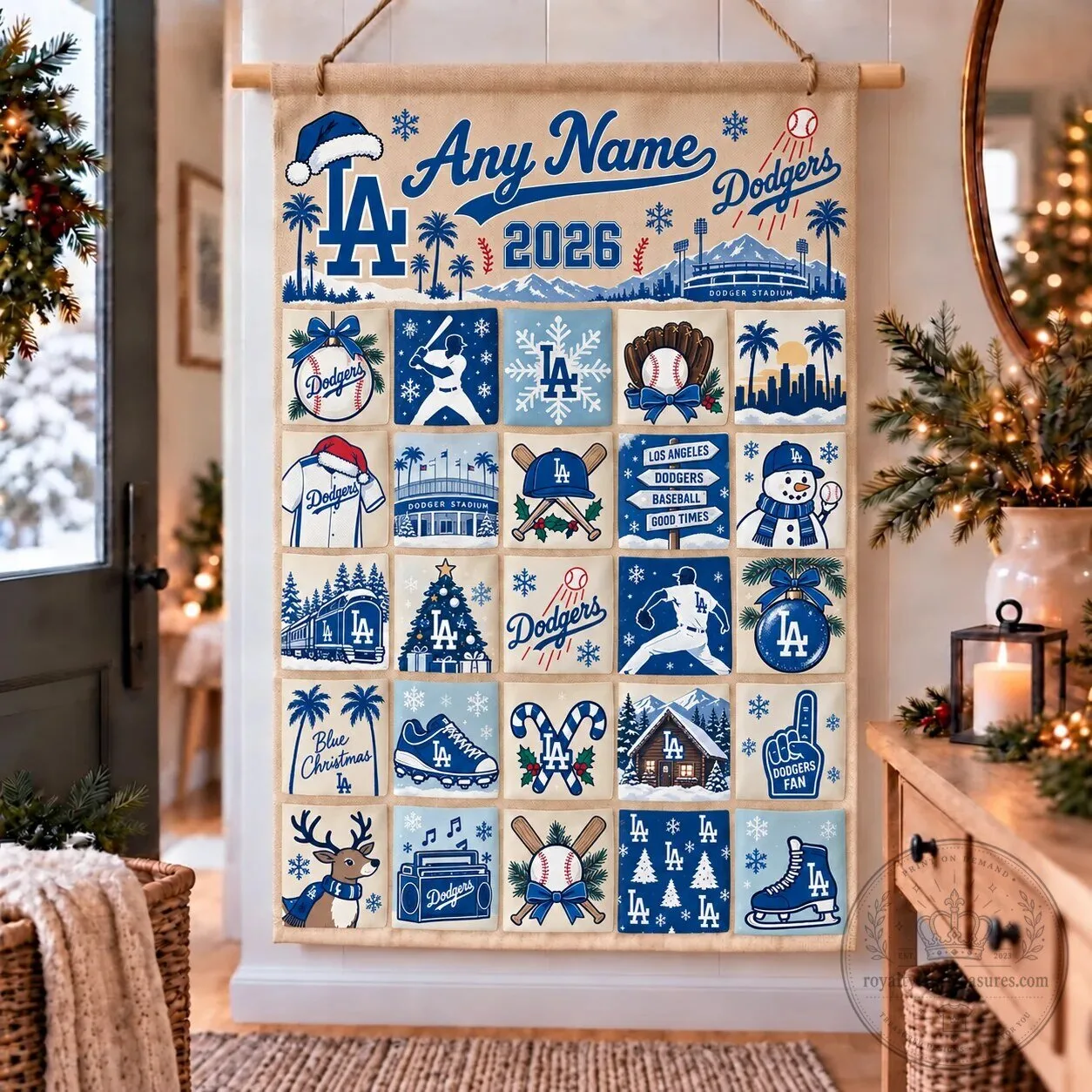 Los Angeles Dodgers Christmas Custom Wall Advent Calendar