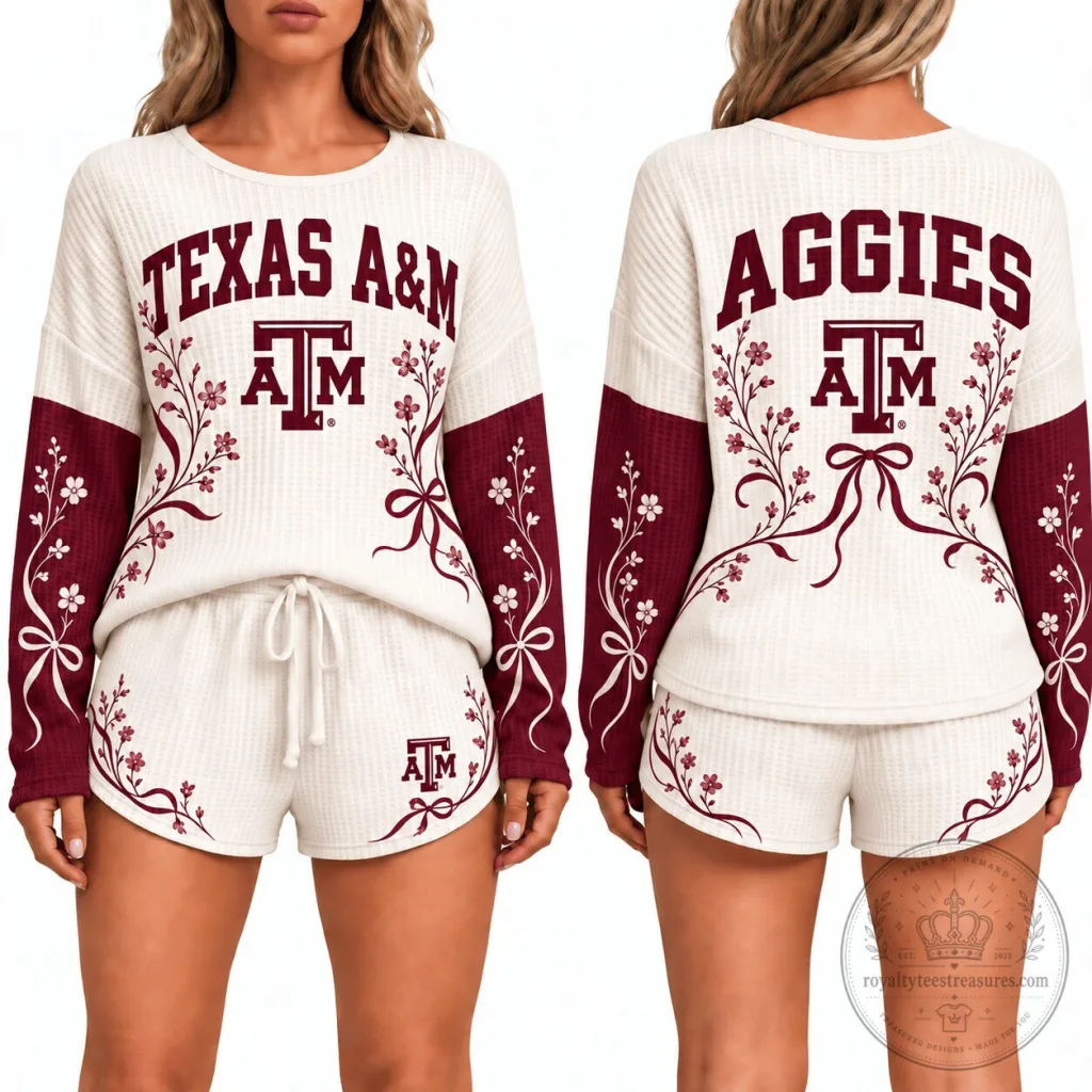 Texas A&M Aggies Women's Floral Waffle Knit Pajama Set Texas A&M Aggies Women's Floral Waffle Knit Pajama Set