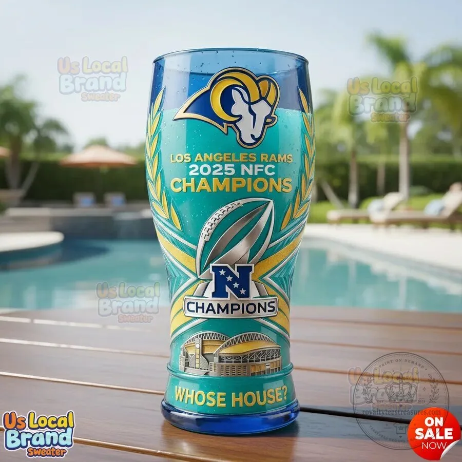 Pint Glass Commemorating the 2025 NFC Champions of Los Angeles Rams