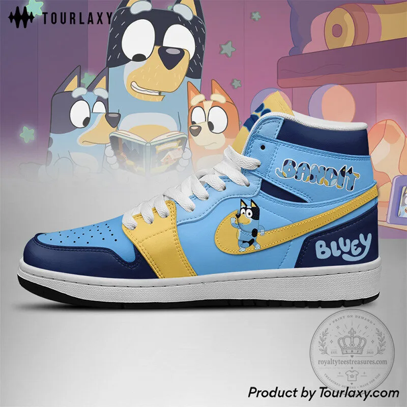 Bluey Cartoon Bandit Heeler High Top Sneakers Custom Shoes 4 Bluey Cartoon Bandit Heeler High Top Sneakers Custom Shoes