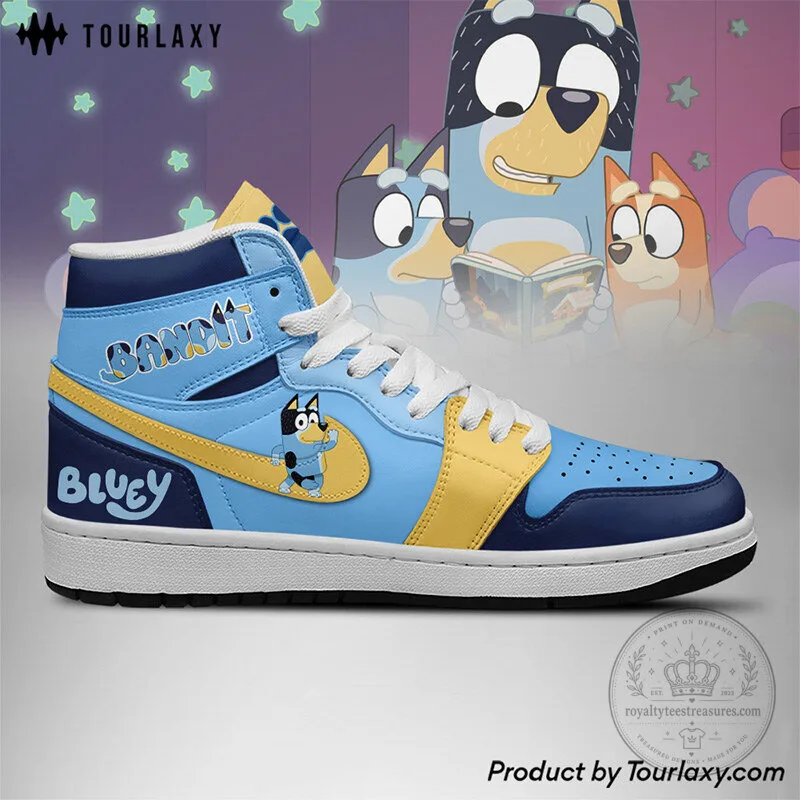 Bluey Cartoon Bandit Heeler High Top Sneakers Custom Shoes 5 Bluey Cartoon Bandit Heeler High Top Sneakers Custom Shoes