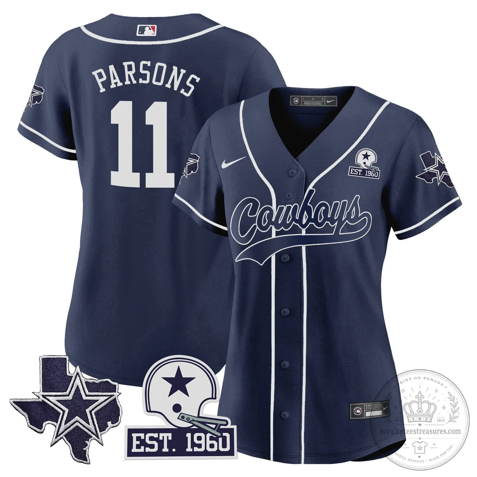 Dallas Cowboys Micah Parsons Baseball Jersey 48 Dallas Cowboys Micah Parsons Baseball Jersey