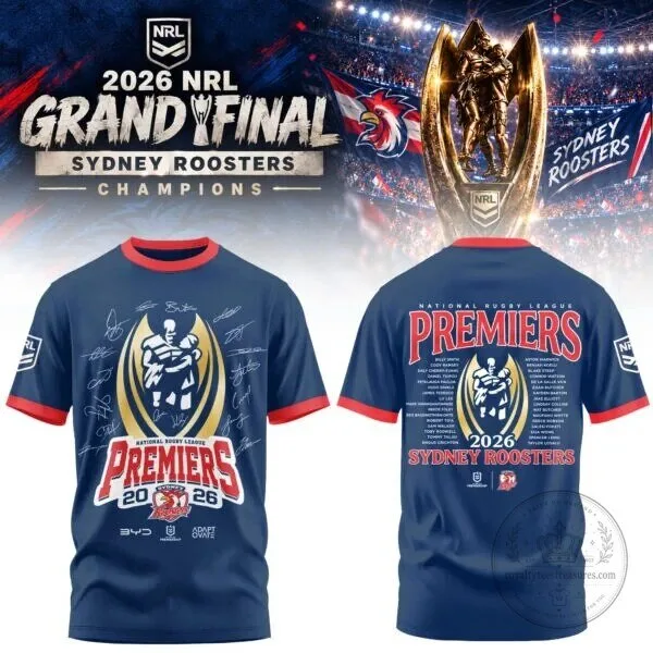 2026 Grand Final T-Shirt for Sydney Roosters - National Rugby League Premiers
