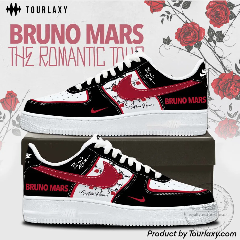 Bruno Mars The Romantic Tour Custom Name Red Roses Design Shoes