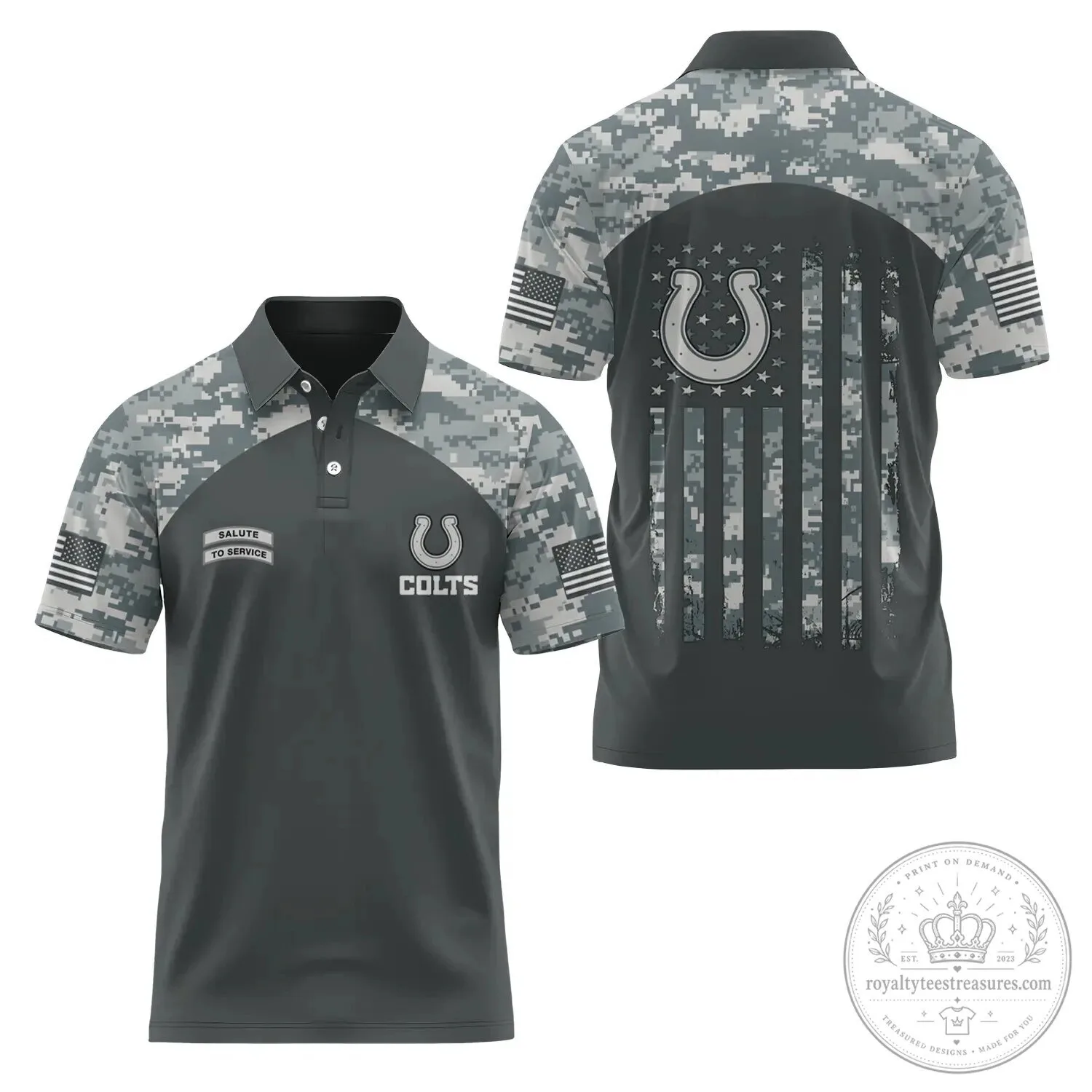 Digital Camouflage Polo Shirt for Indianapolis Colts Salute To Service