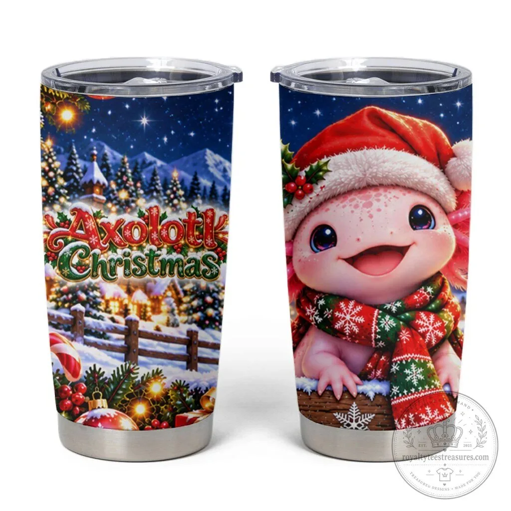 Cute Axolotl Christmas Winter Wonderland Holiday Stainless Steel Tumbler Cup