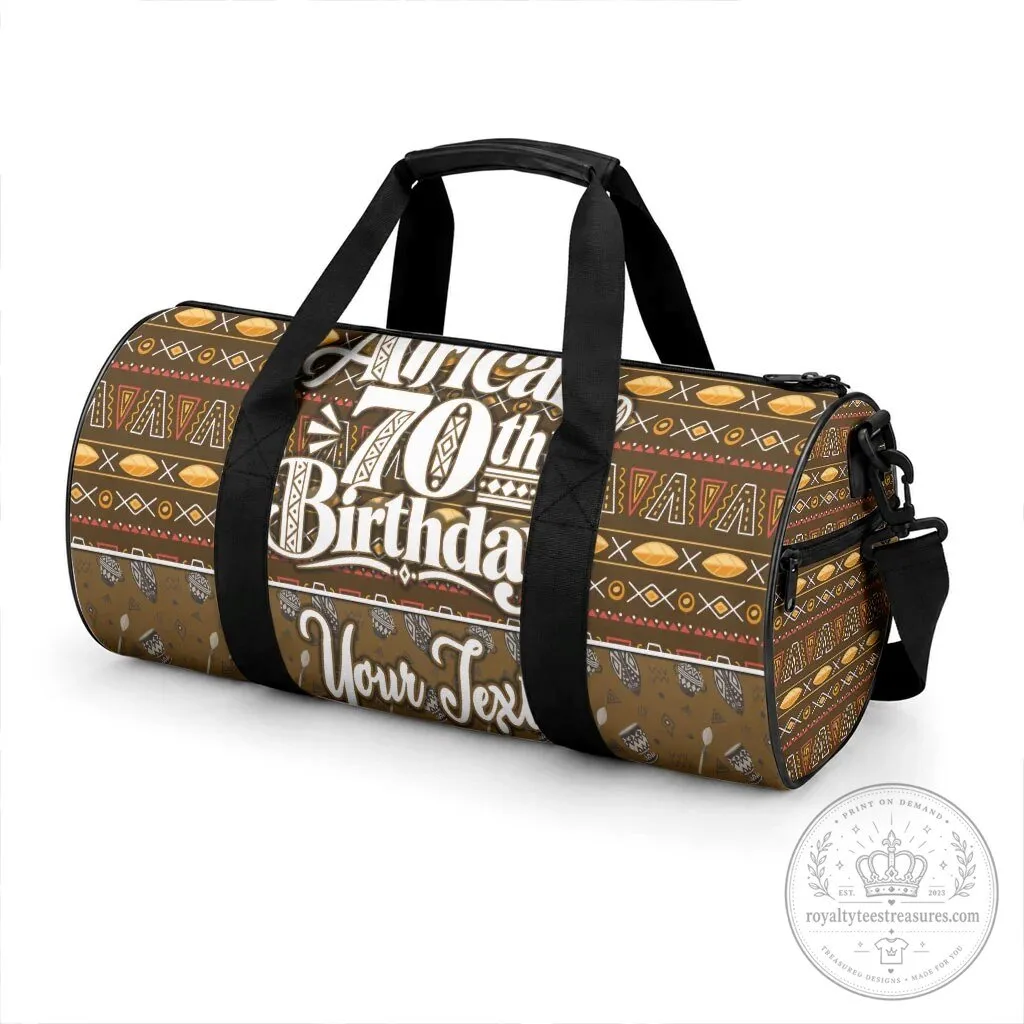 Personalized African 70th Birthday Tribal Pattern Mudcloth Heritage Art Duffle Bag 5 Personalized African 70th Birthday Tribal Pattern Mudcloth Heritage Art Duffle Bag