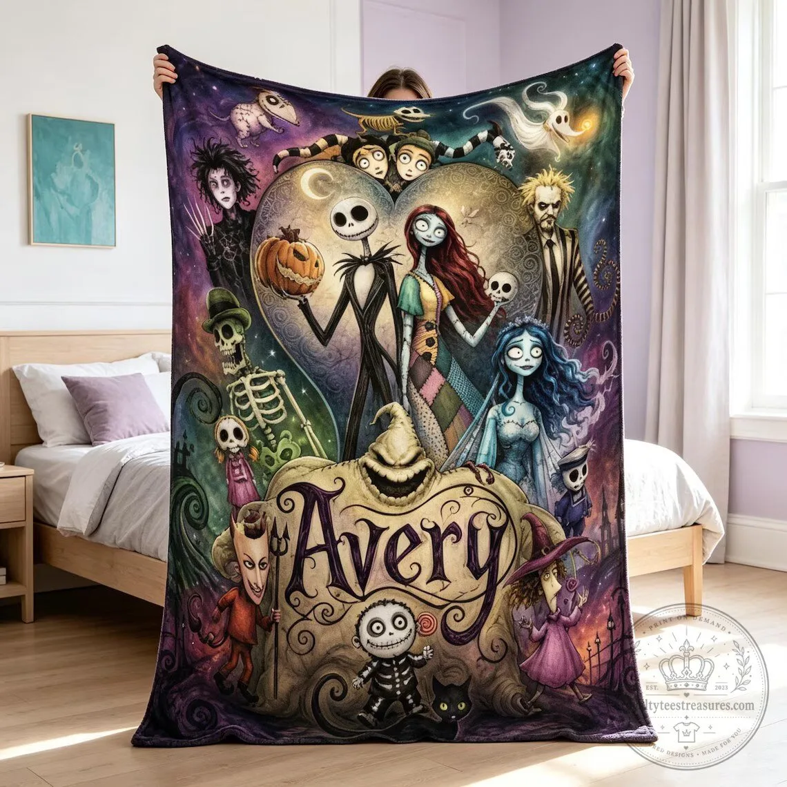 Personalized Nightmare Before Christmas Jack Skellington Sally Fleece Blanket 5 Personalized Nightmare Before Christmas Jack Skellington Sally Fleece Blanket