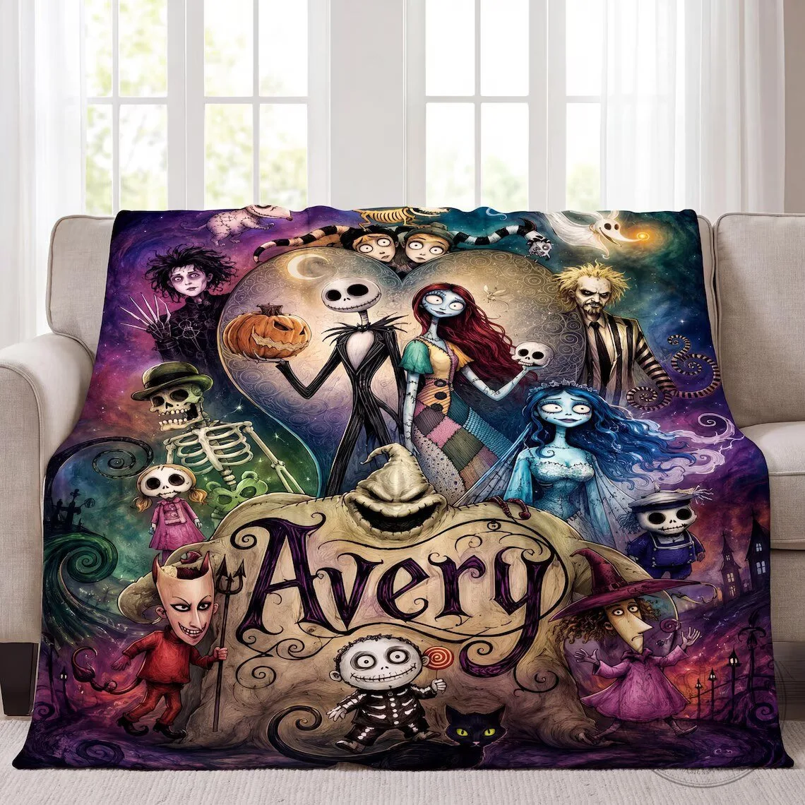 Personalized Nightmare Before Christmas Jack Skellington Sally Fleece Blanket 6 Personalized Nightmare Before Christmas Jack Skellington Sally Fleece Blanket