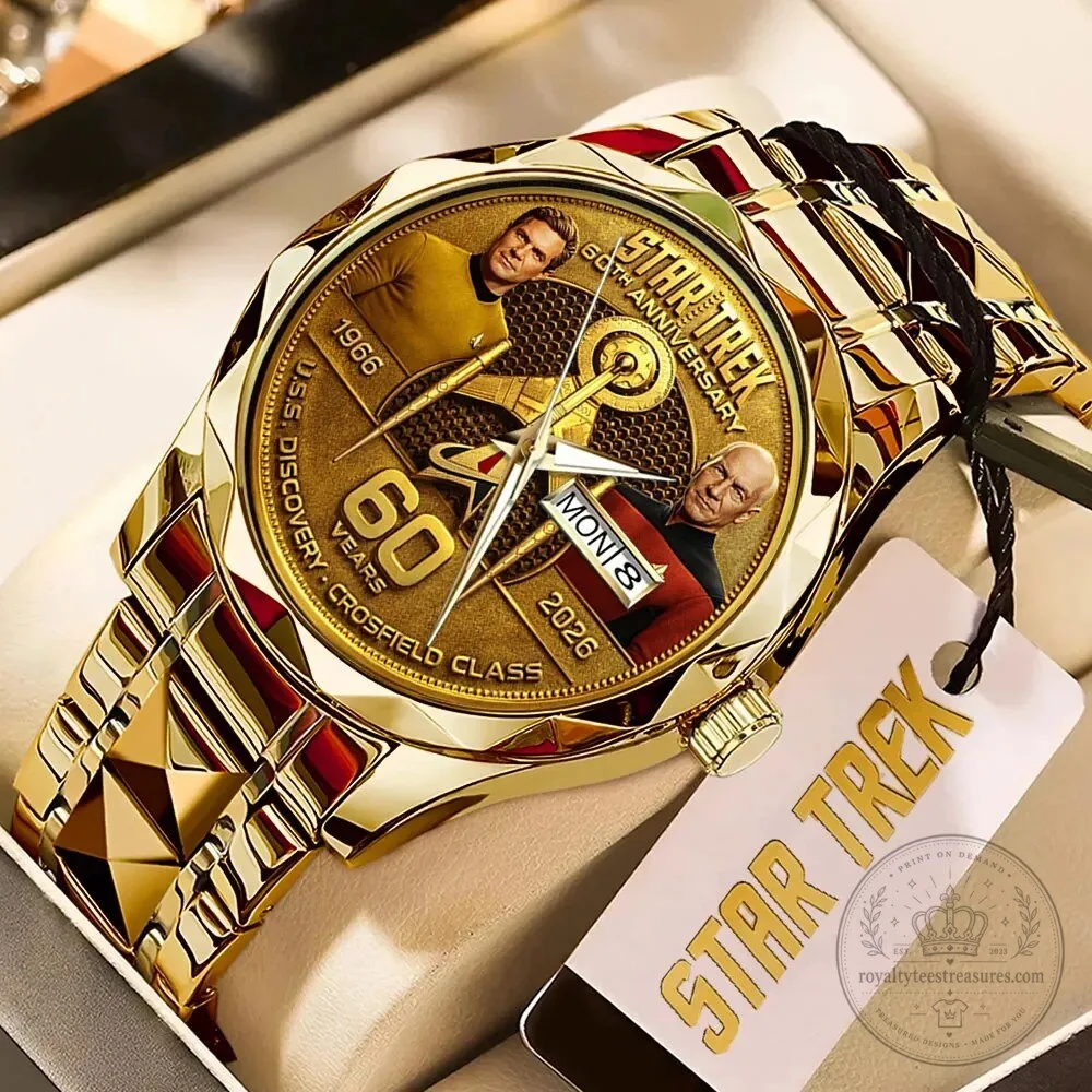 Star Trek 60th Anniversary U.S.S. Discovery Crossfield Class Gold Watch