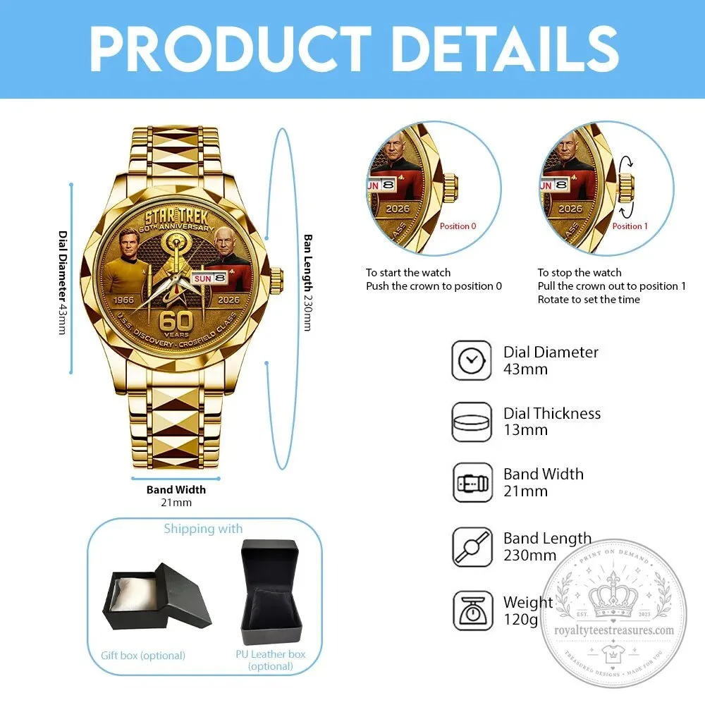 Star Trek 60th Anniversary U.S.S. Discovery Crossfield Class Gold Watch 8 Star Trek 60th Anniversary U.S.S. Discovery Crossfield Class Gold Watch