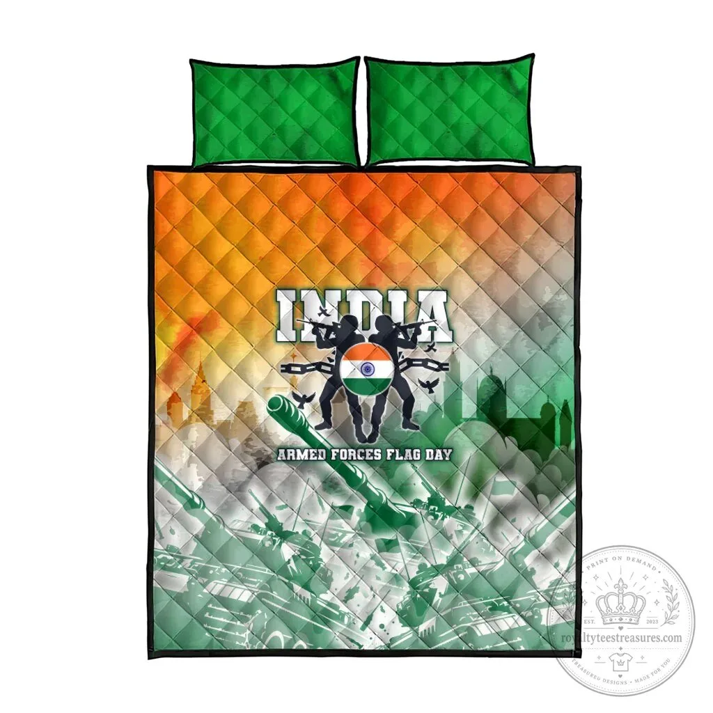 India Armed Forces Flag Day Quilted Blanket Military Indian Flag Silhouette 6 India Armed Forces Flag Day Quilted Blanket Military Indian Flag Silhouette