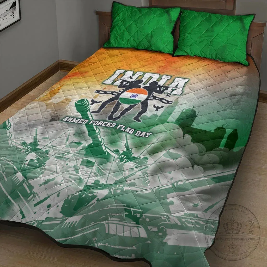 India Armed Forces Flag Day Quilted Blanket Military Indian Flag Silhouette 7 India Armed Forces Flag Day Quilted Blanket Military Indian Flag Silhouette
